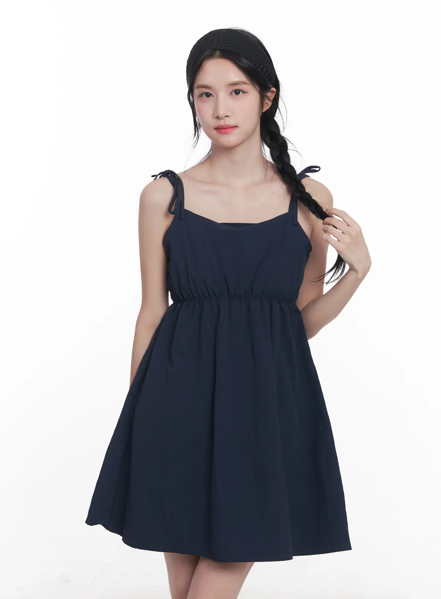Flared Ribbon-Tie Mini Dress CU525 - Image 11