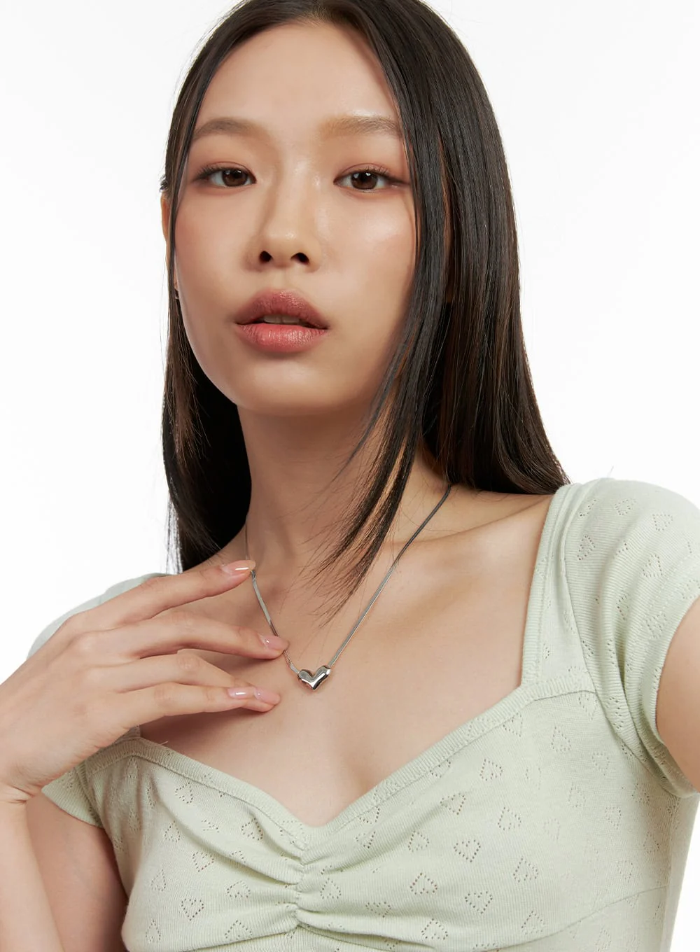 Flat Heart Necklace IL417 - Image 3