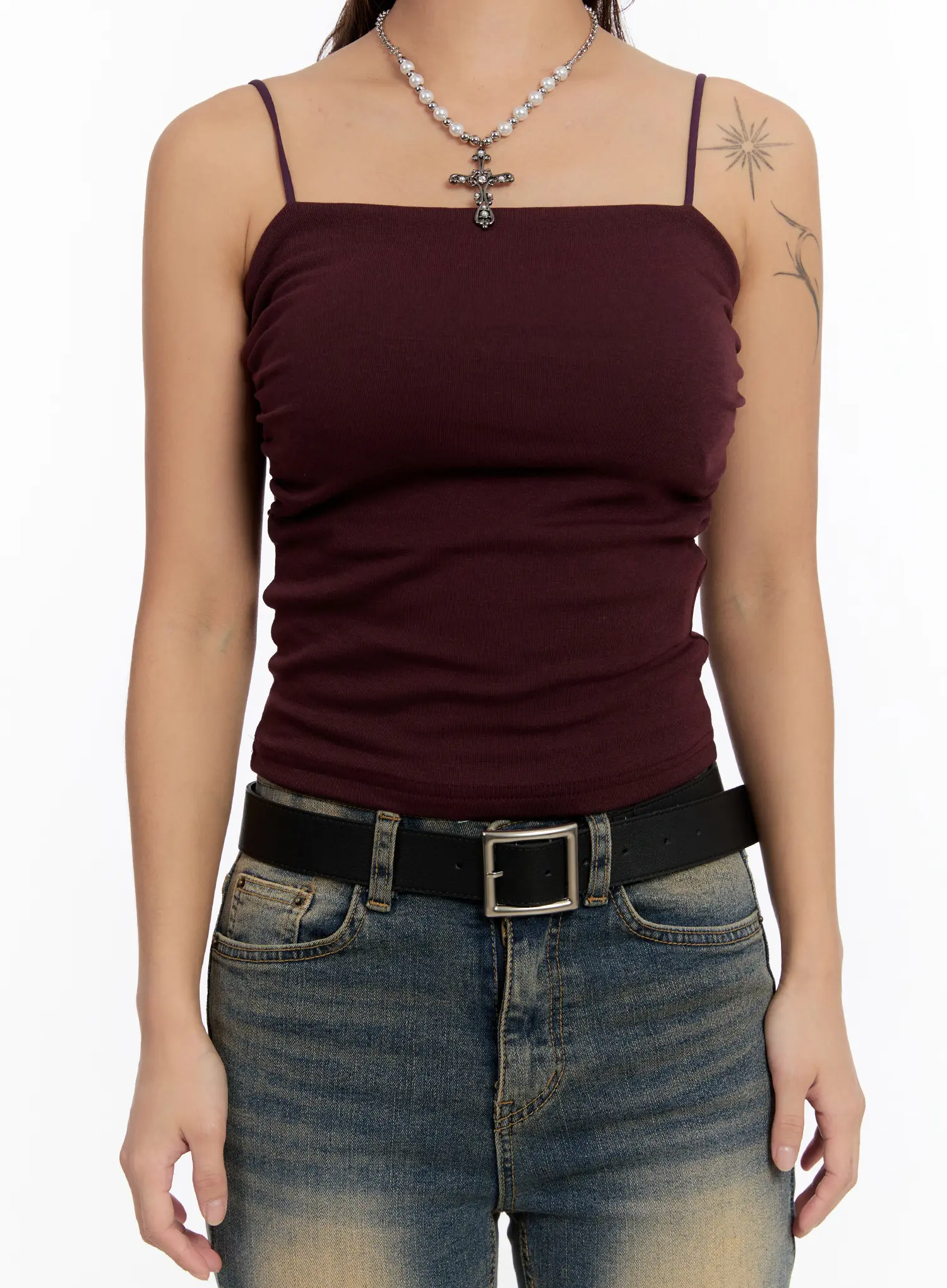 Fleece Lined Shirred Tank Top CN527 - Image 3
