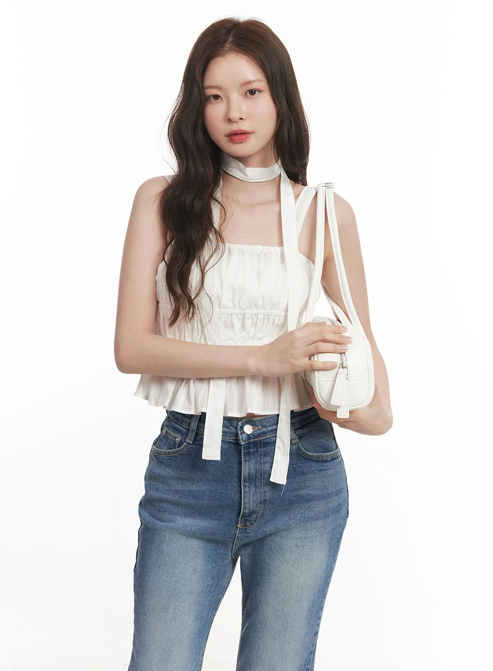 Flirty Frill Crop Cami Top with Scarf CA501 - Image 10