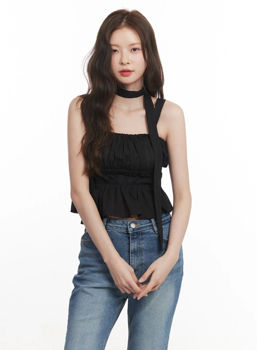 Flirty Frill Crop Cami Top with Scarf CA501 - Image 12