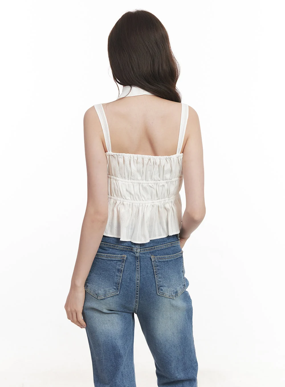 Flirty Frill Crop Cami Top with Scarf CA501 - Image 8