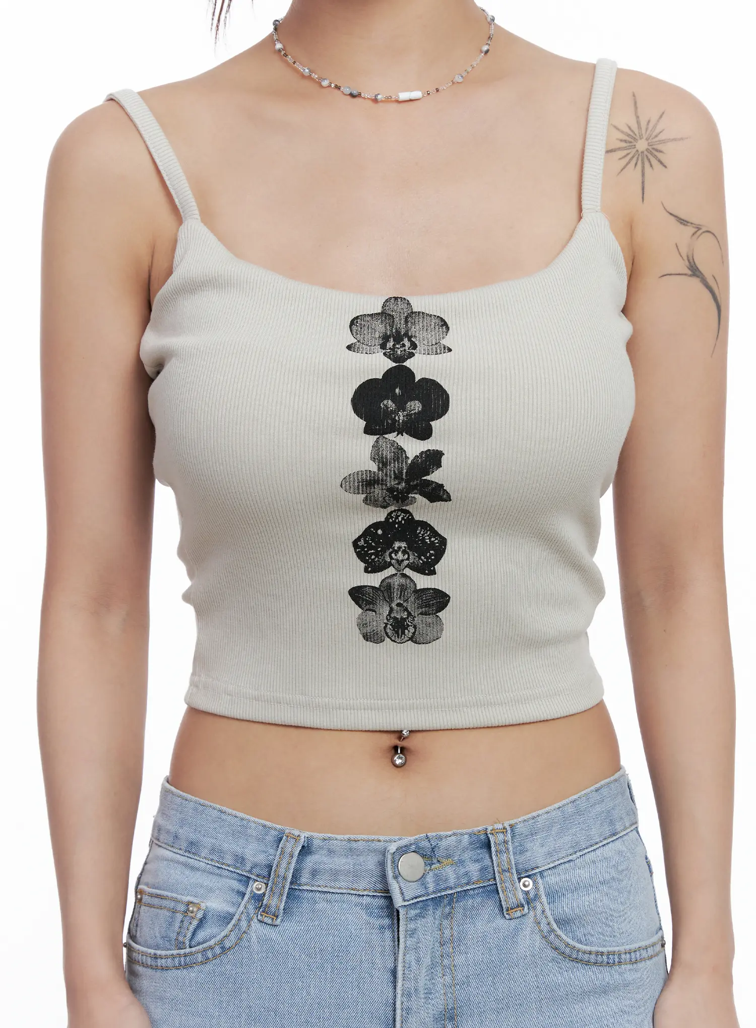 Floral Graphic Ribbed Tank Top CL510 - Image 4