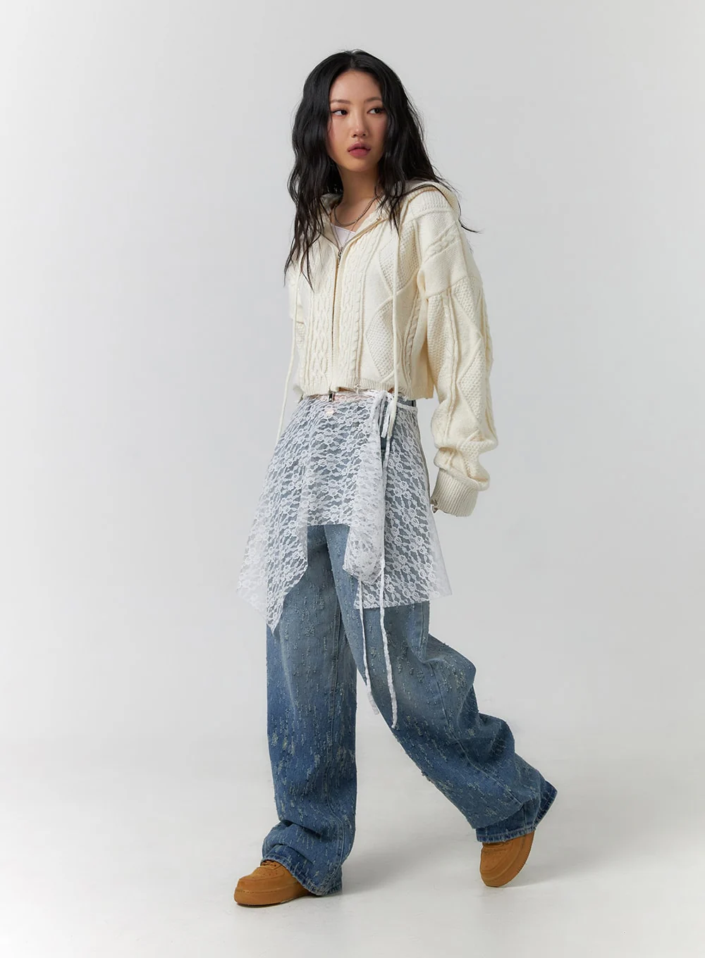 Floral Lace Mini Wrap Skirt CF401 - Image 3
