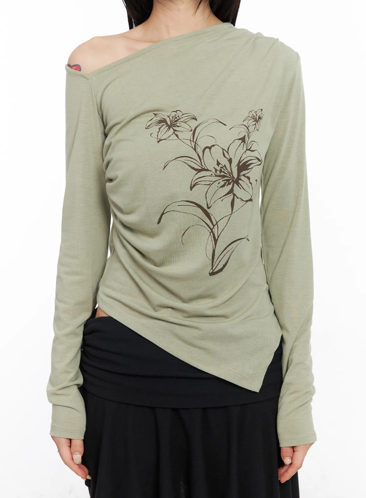 Floral Off-Shoulder Long Sleeve Top CM516 - Image 4