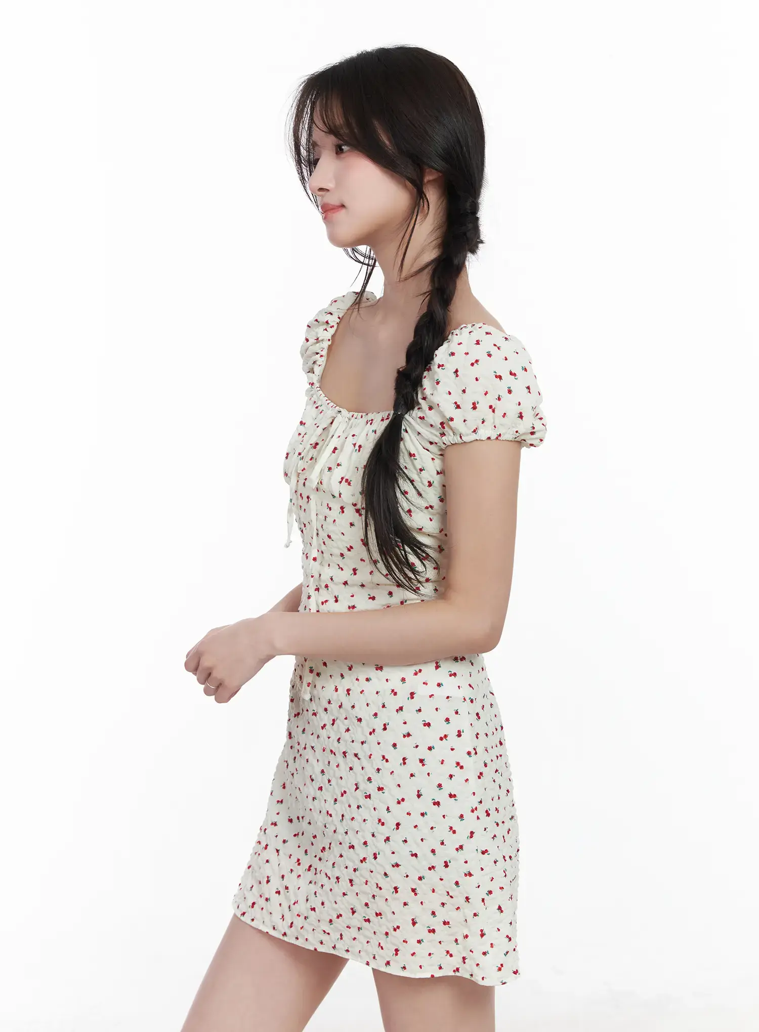 Floral Pattern Puff Sleeve Mini Dress CM527 - Image 6