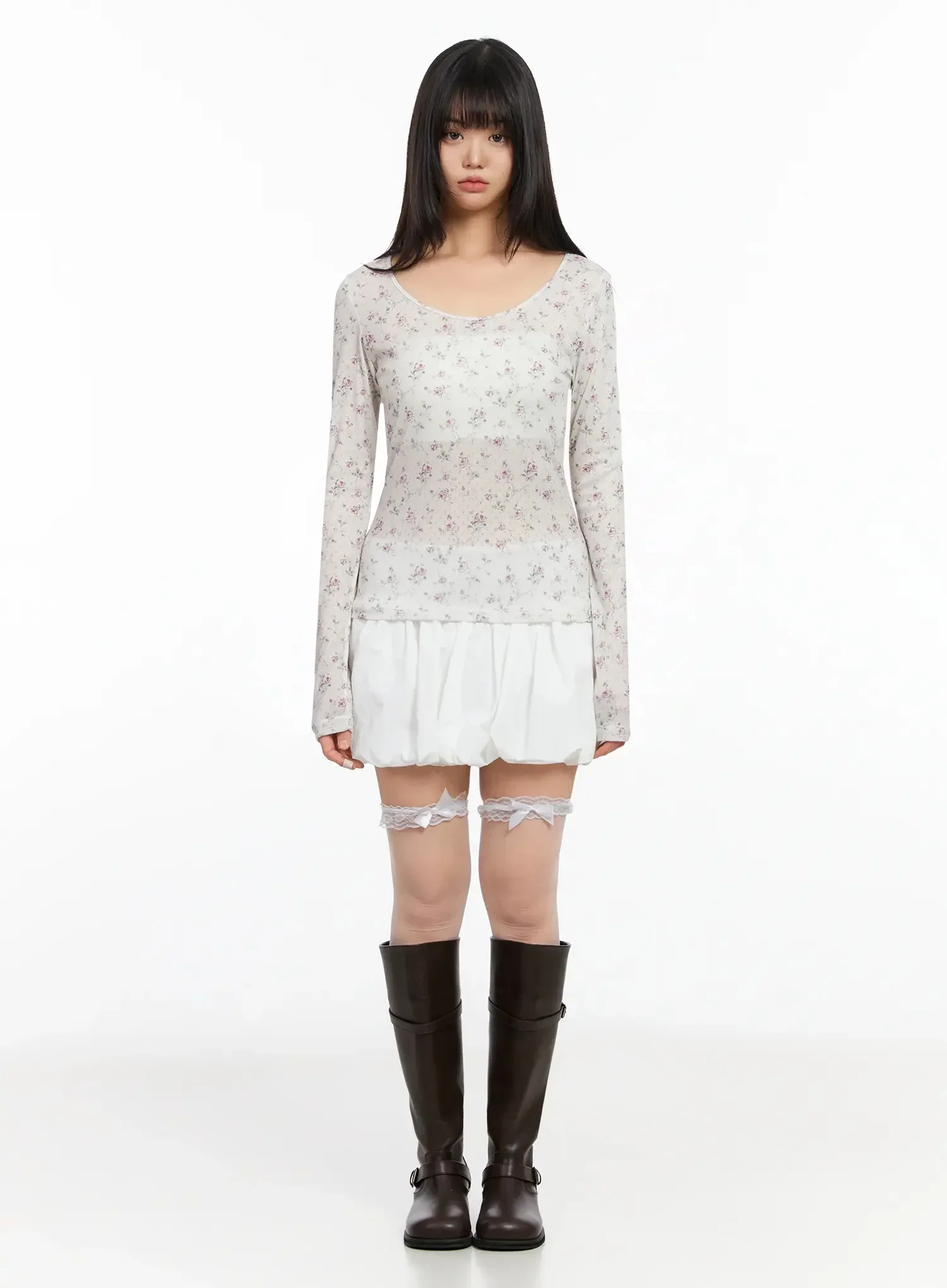 Floral Slim Long Sleeve Tee IA523 - Image 9