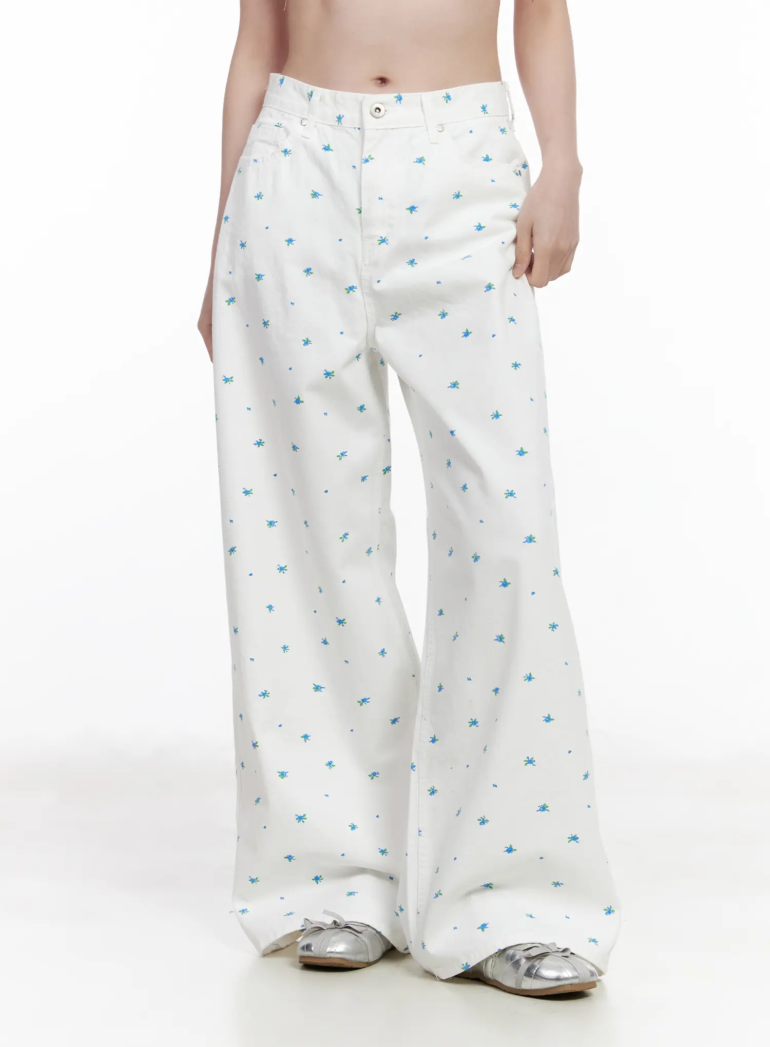 Floral Wide-Leg Cotton Pants CA510