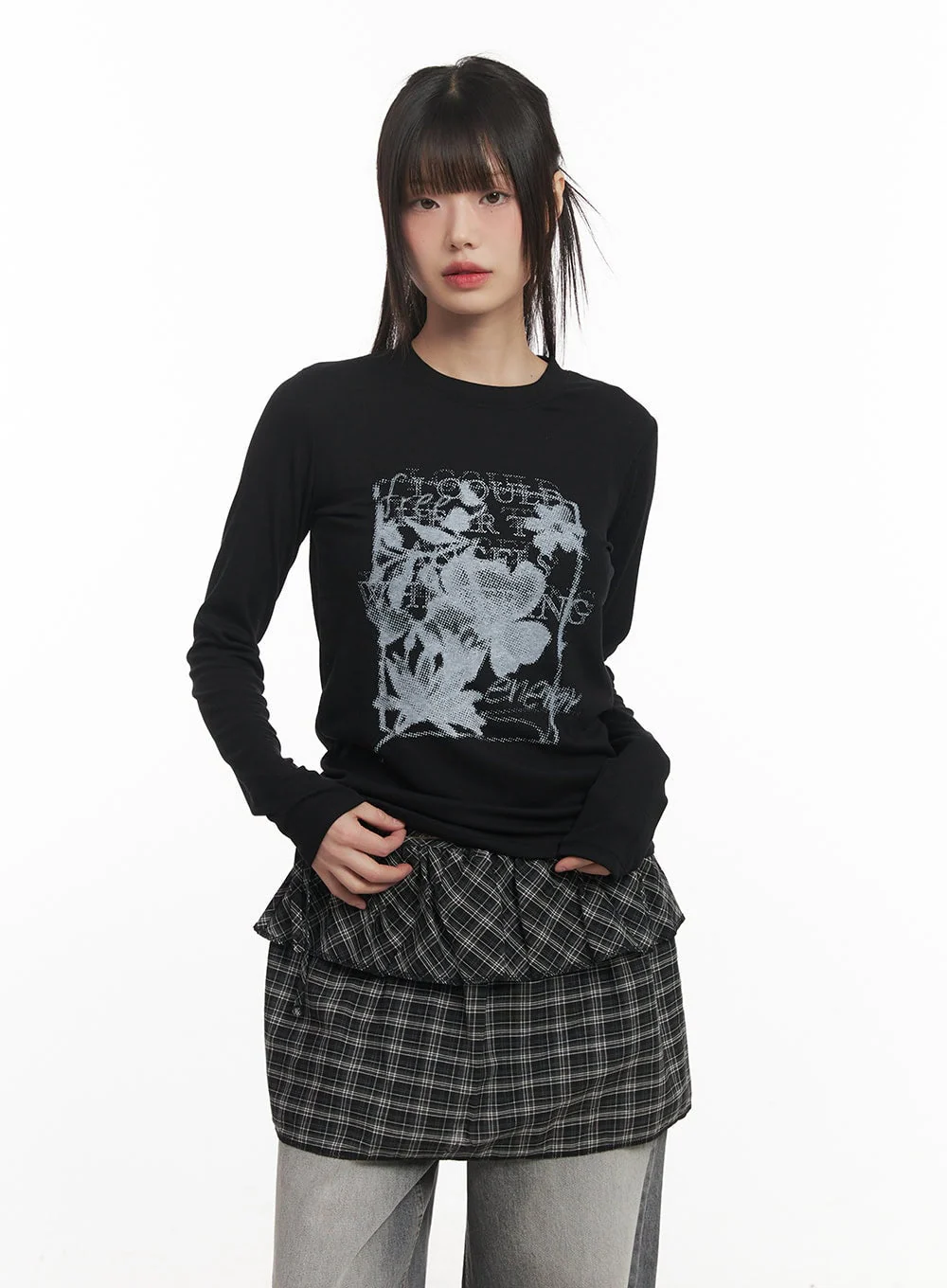 Flower Graphic Long-Sleeve Top CF519 - Image 8