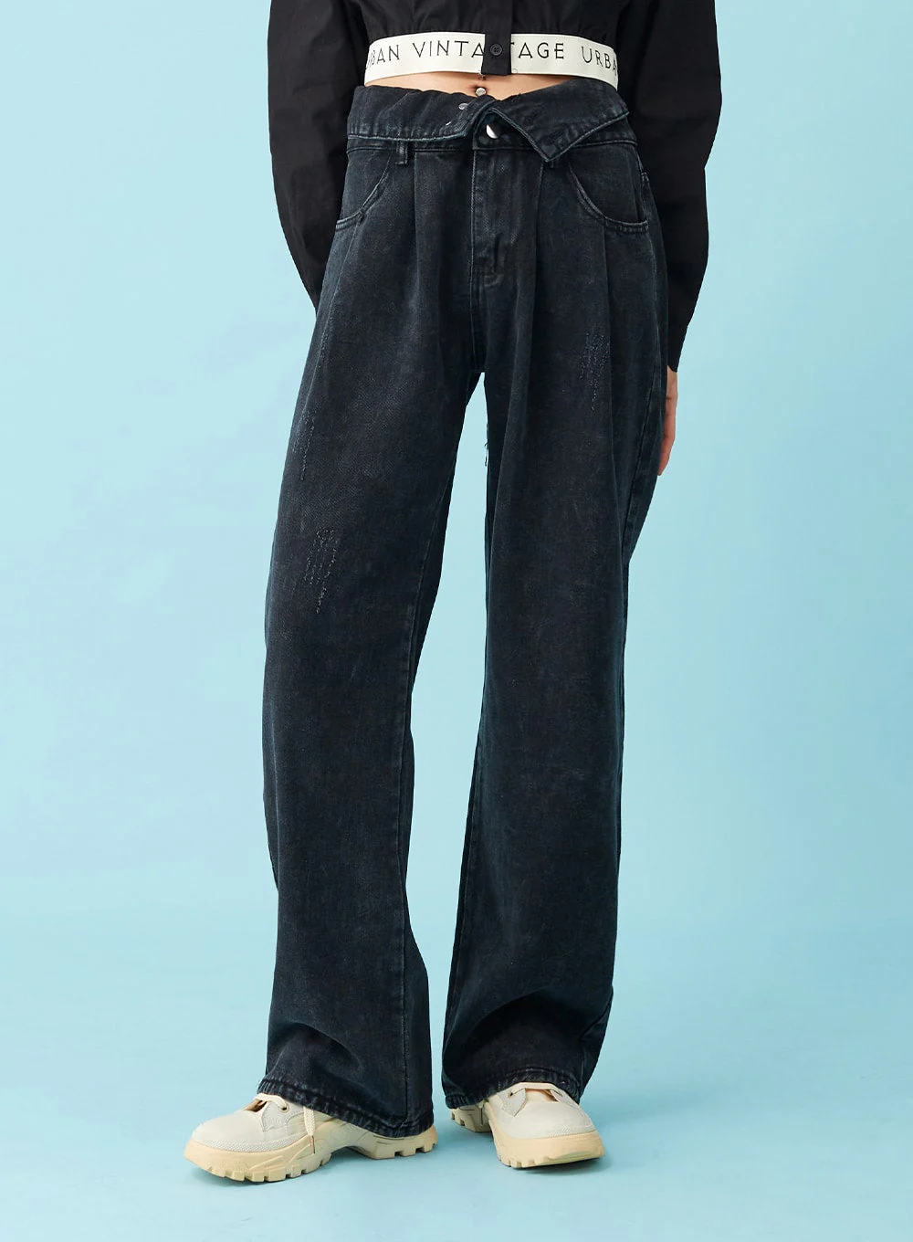Four Buttoned Open Black Jeans CU8 - Image 2
