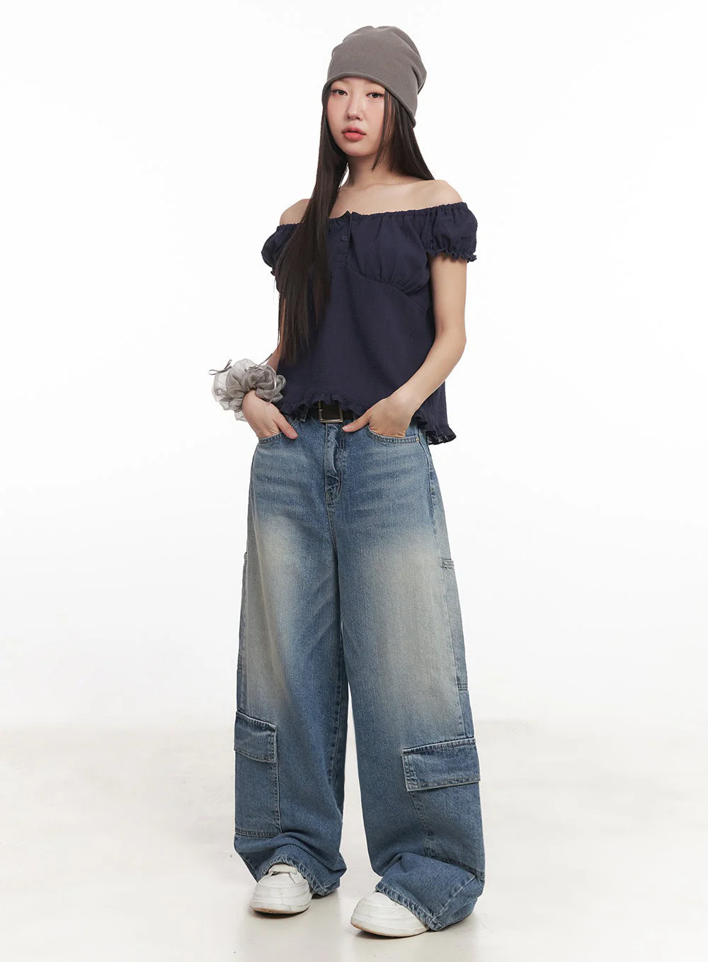 Frill Buttoned Off-Shoulder Blouse Top IM528 - Image 3