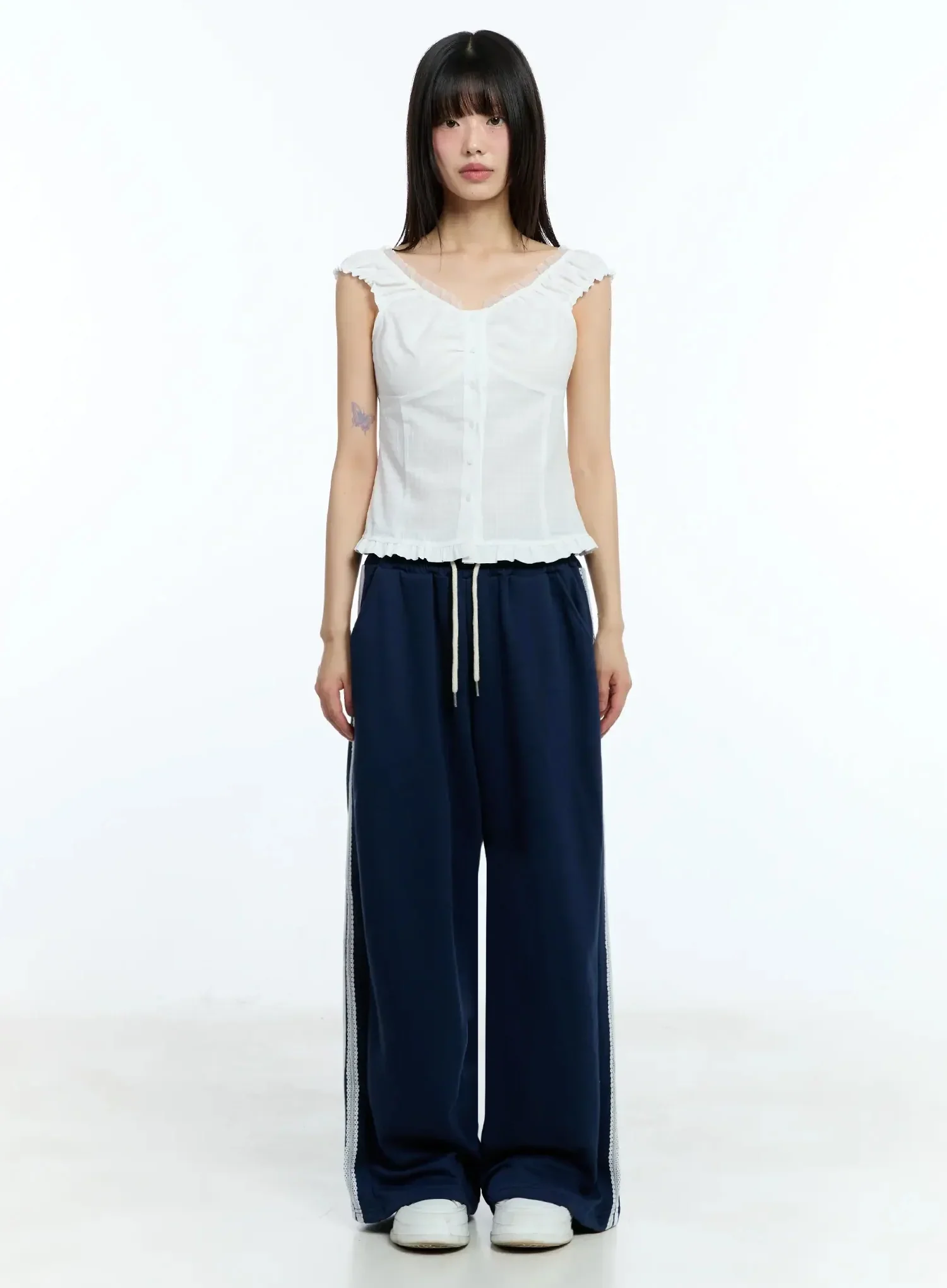 Frill-Trim Sleeveless Blouse IU525 - Image 4