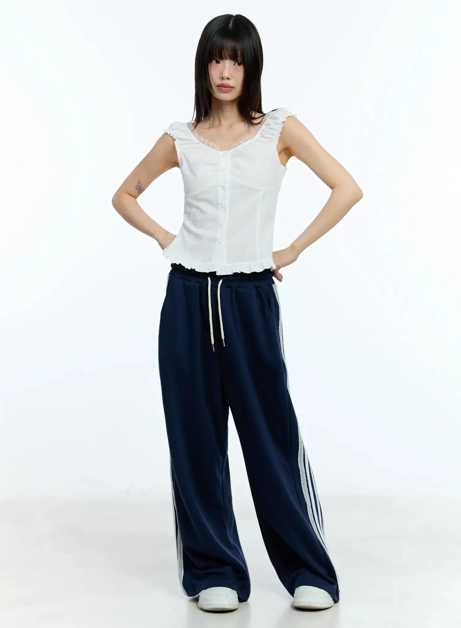 Frill-Trim Sleeveless Blouse IU525 - Image 5