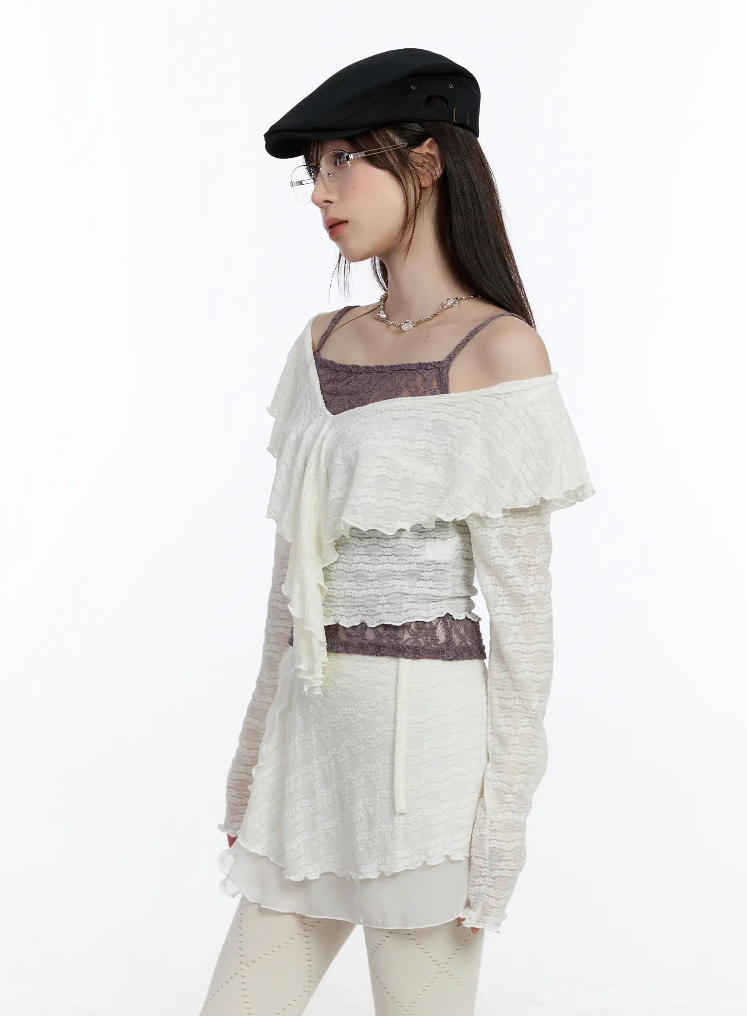 Frilled Layered Off-Shoulder Blouse CA503 - Image 10