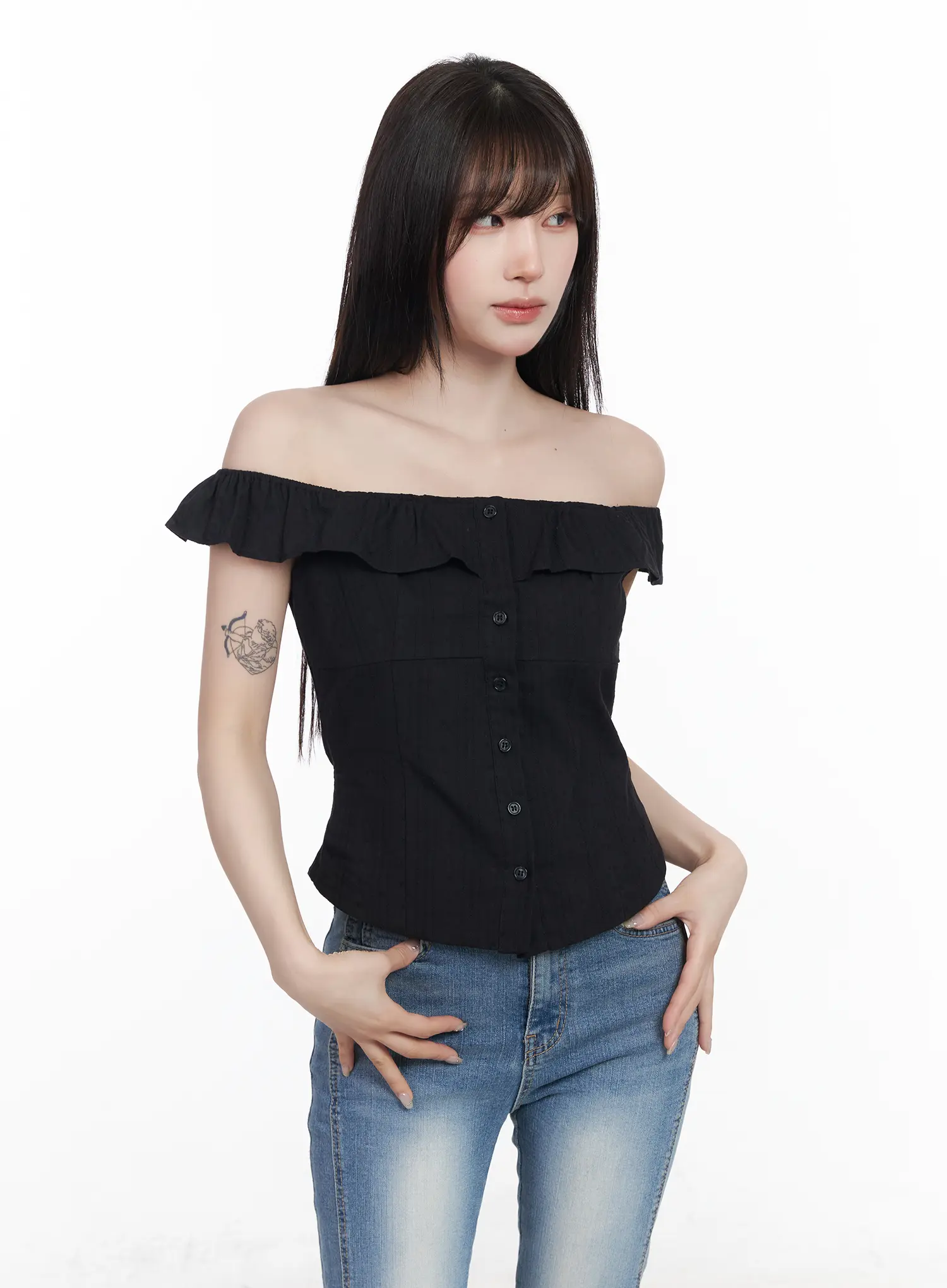 Frilled Off-Shoulder Blouse CF523 - Image 2
