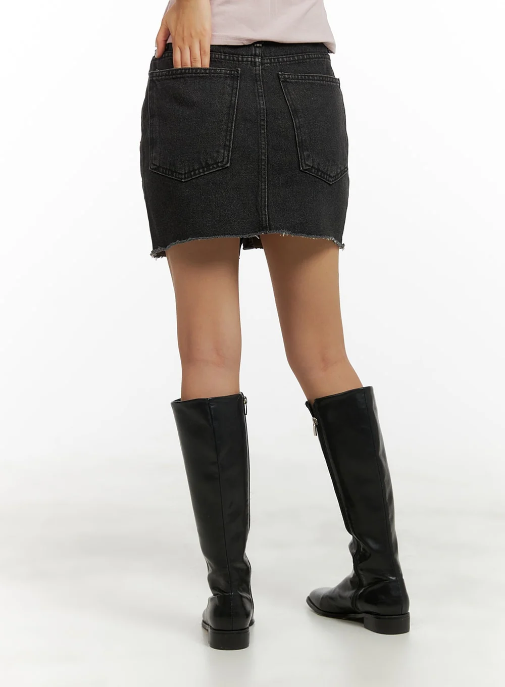 Front Slit Denim Mini Skirt CA415 - Image 5
