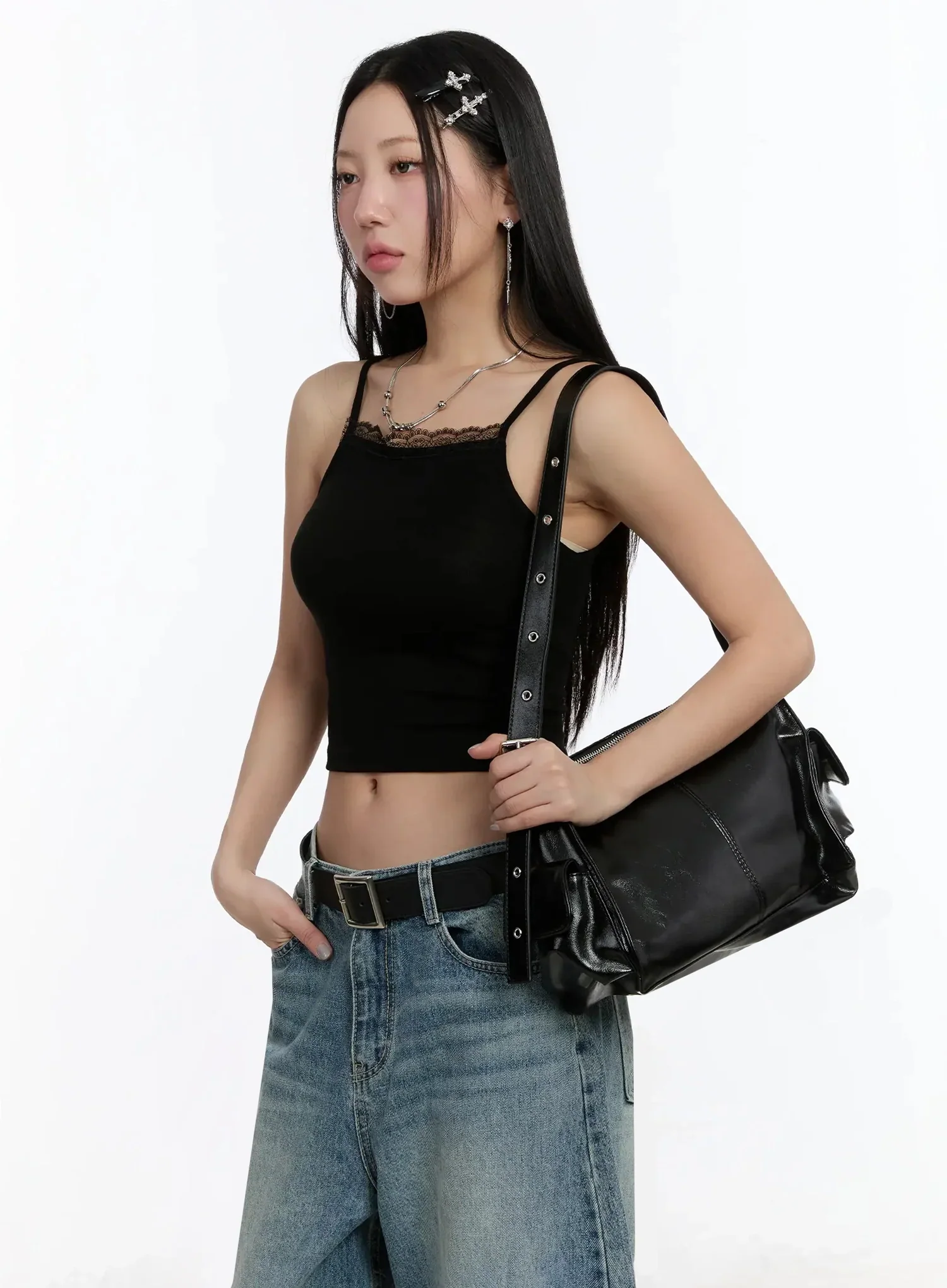 Glossy Pocket Shoulder Bag IM509 - Image 2