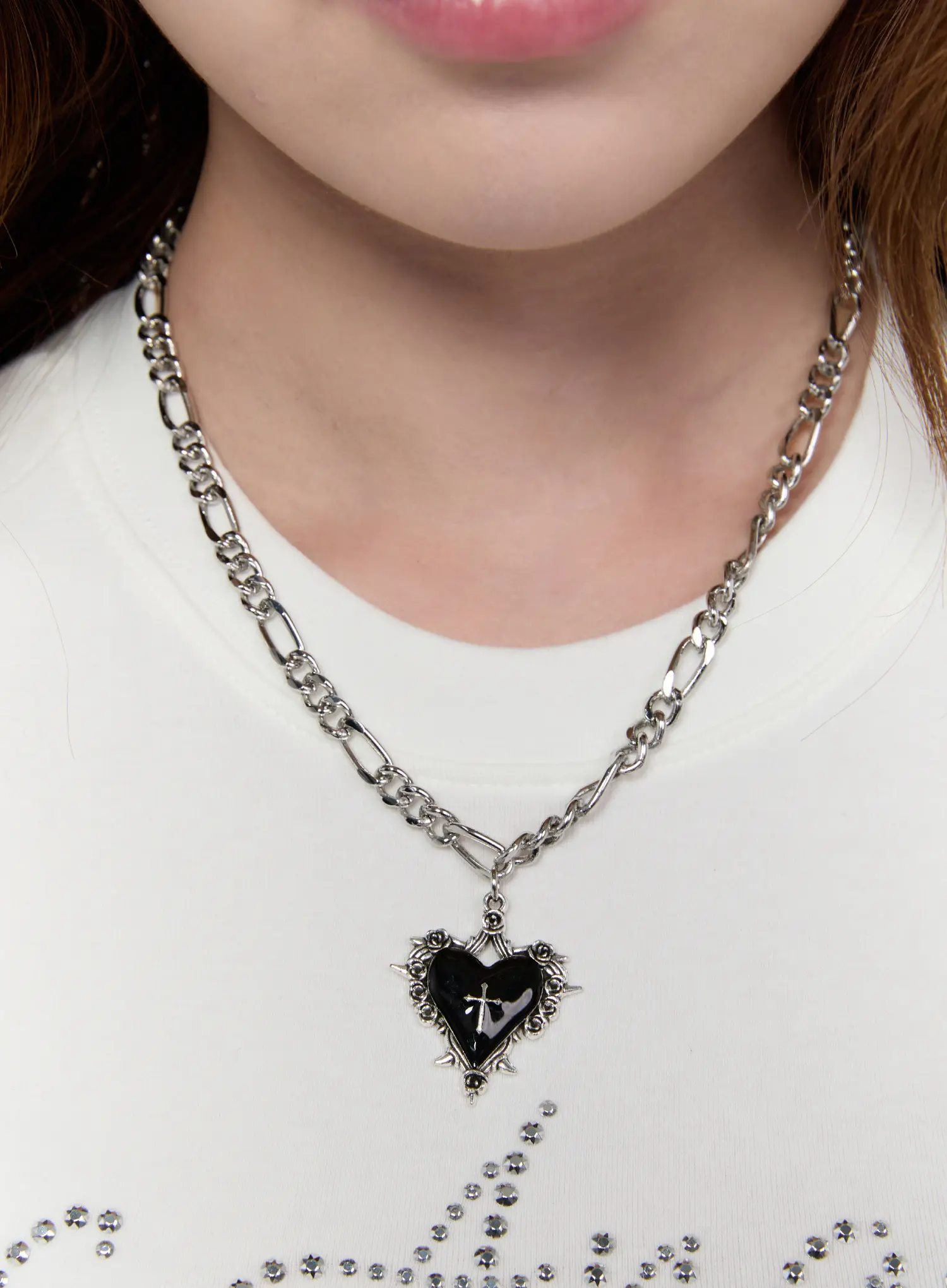 Gothic Black Heart Pendant Necklace CA527