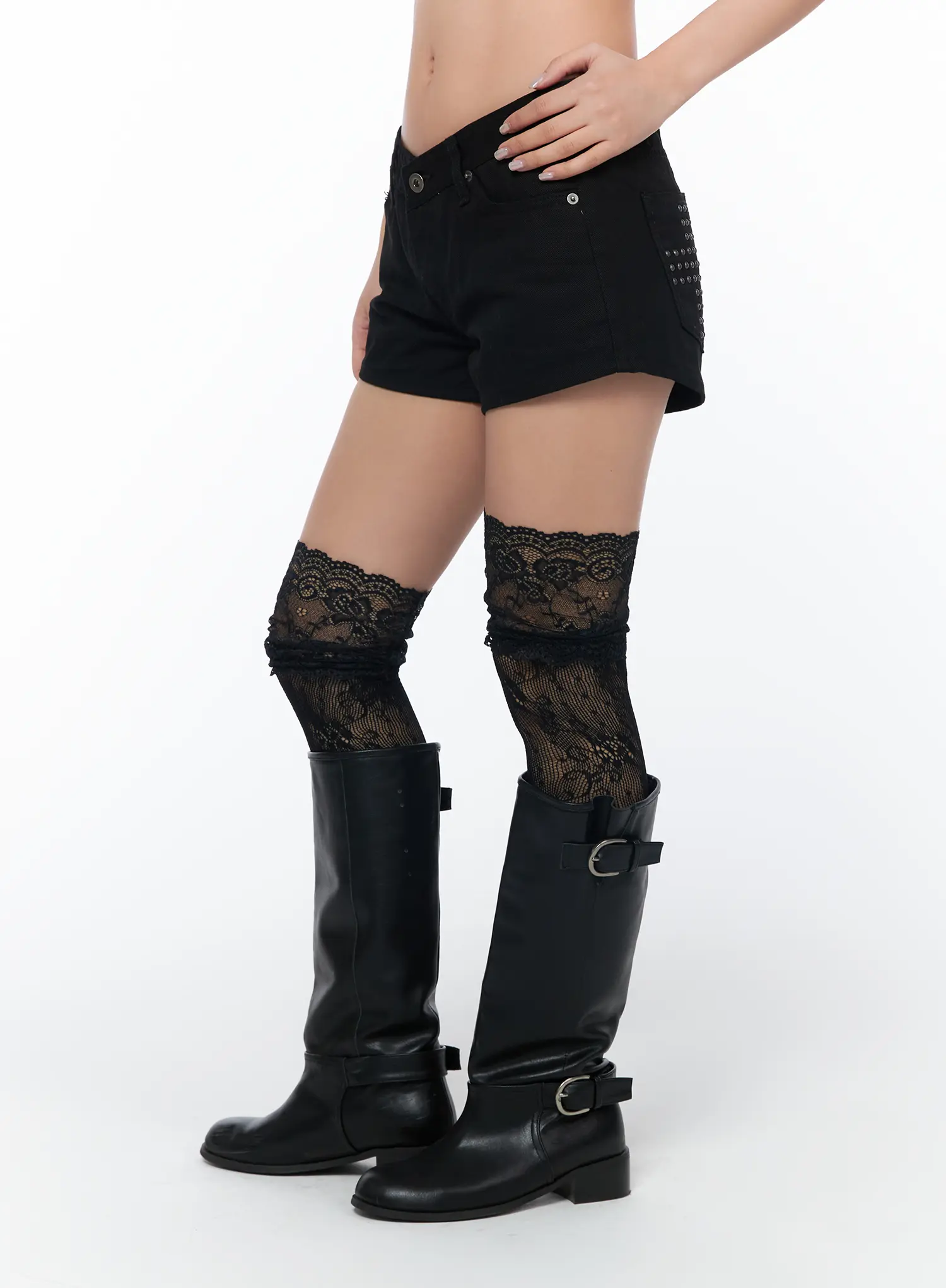 Gothic Cross Detail Shorts CA515 - Image 6