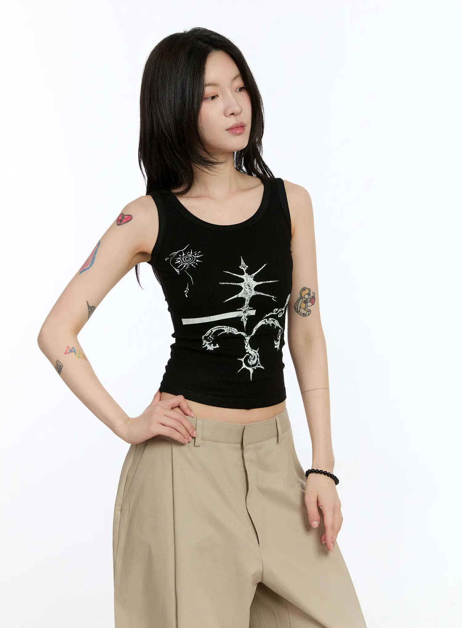 Gothic Print Ribbed Tank CA506 - Image 5