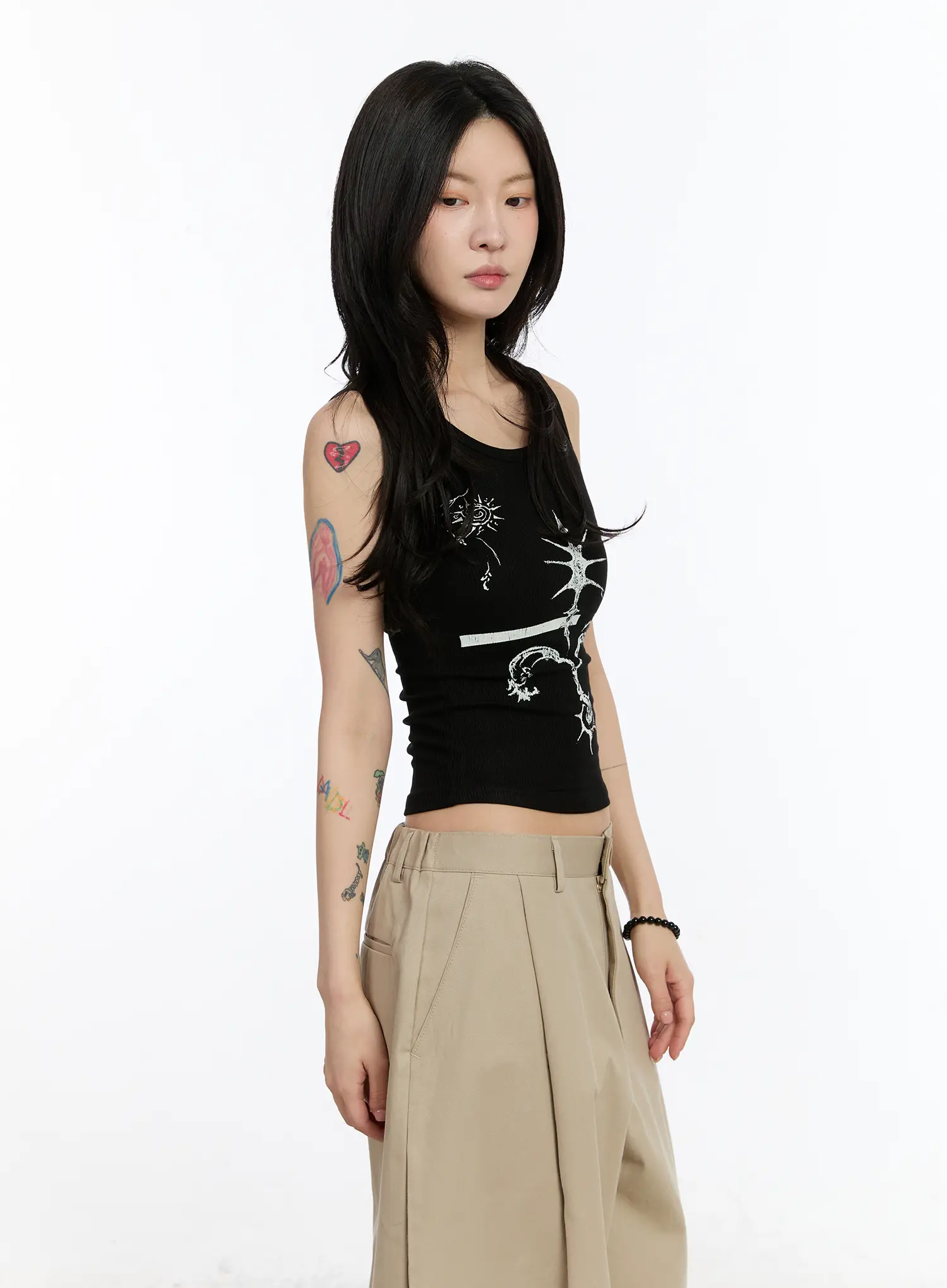 Gothic Print Ribbed Tank CA506 - Image 8