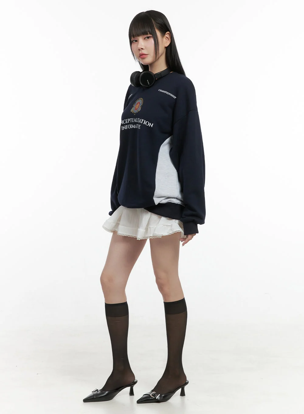 Graphic Lettering Crew Neck Sweatshirt OS410 - Image 3