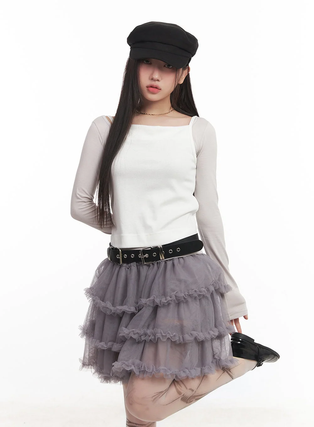 Graphic Long-Sleeve V-Neck Top CM528 - Image 8