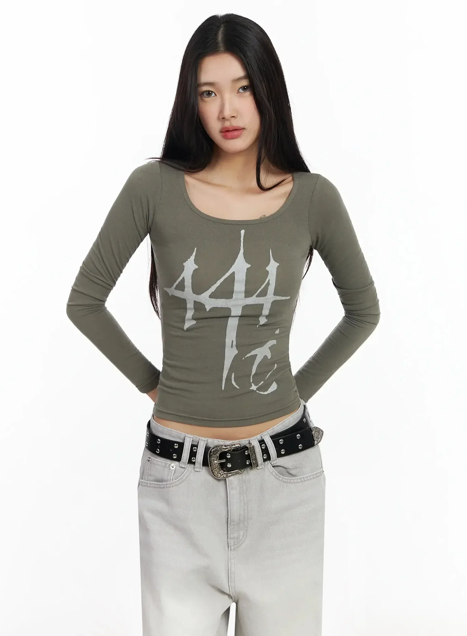 Graphic Print Slim Long Sleeve Tee IA508 - Image 15