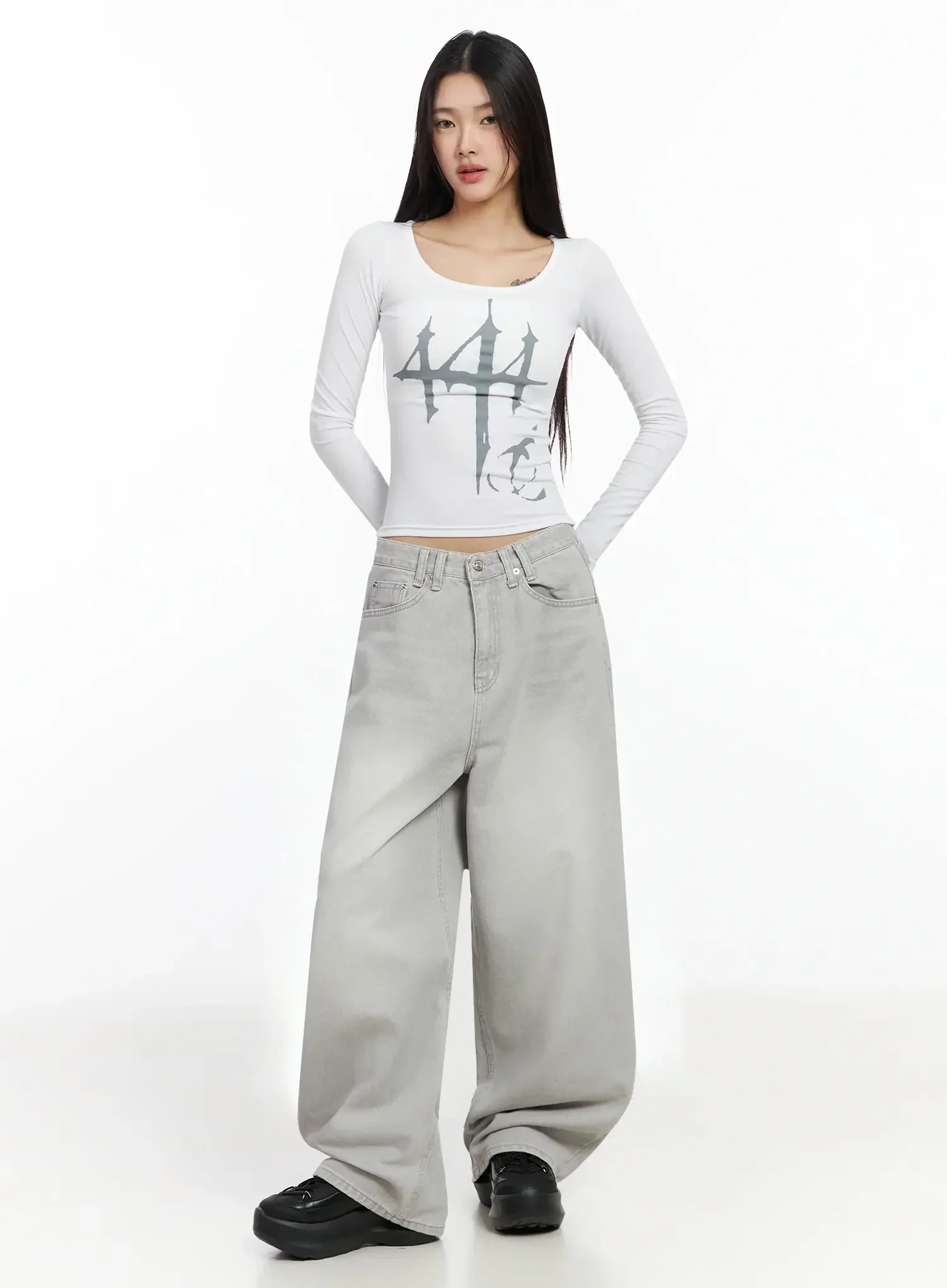 Graphic Print Slim Long Sleeve Tee IA508 - Image 5