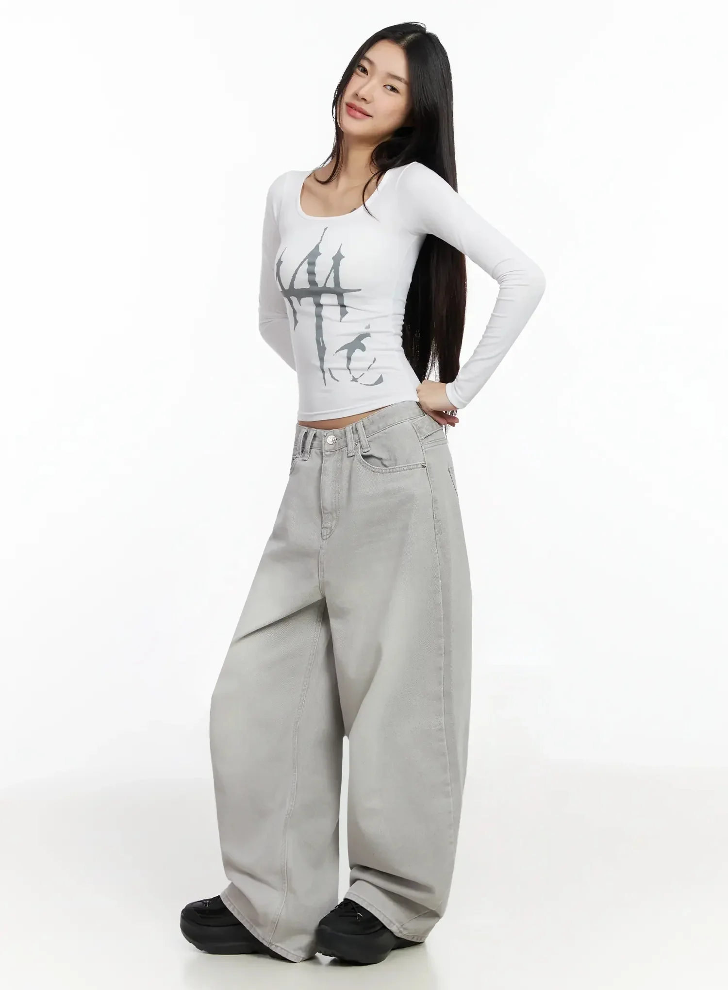 Graphic Print Slim Long Sleeve Tee IA508 - Image 6