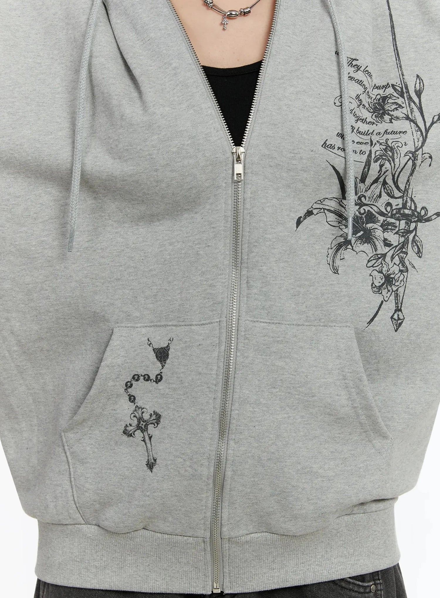 Graphic Print Zip-Up Hoodie IM509 - Image 4