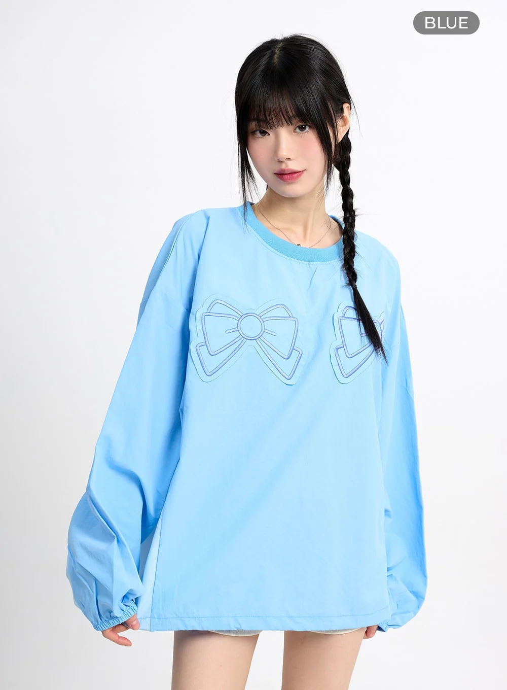 Graphic Ribbon Oversized Cotton Sweatshirt CM415 - Image 11