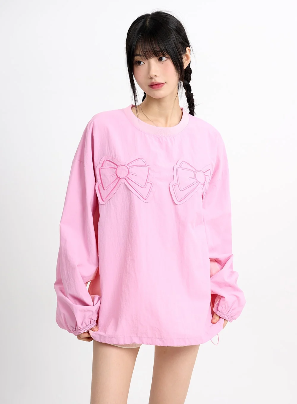 Graphic Ribbon Oversized Cotton Sweatshirt CM415 - Image 2