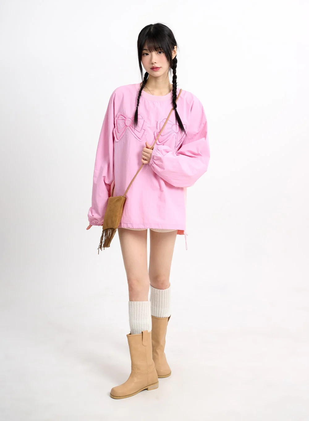 Graphic Ribbon Oversized Cotton Sweatshirt CM415 - Image 3