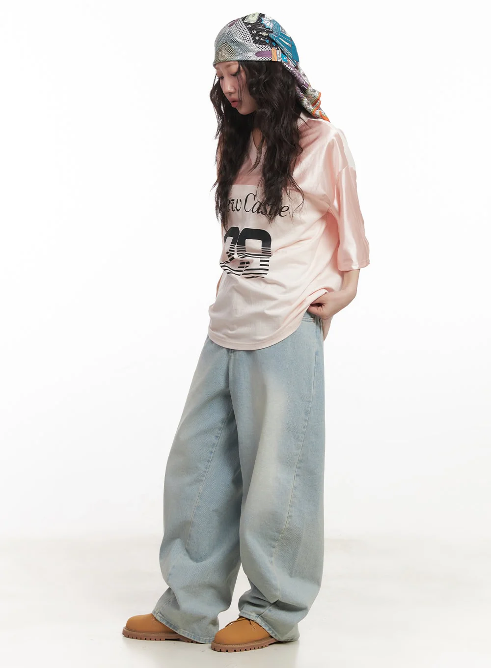 Graphic V-Neck Oversized Tee CA518 - Image 3