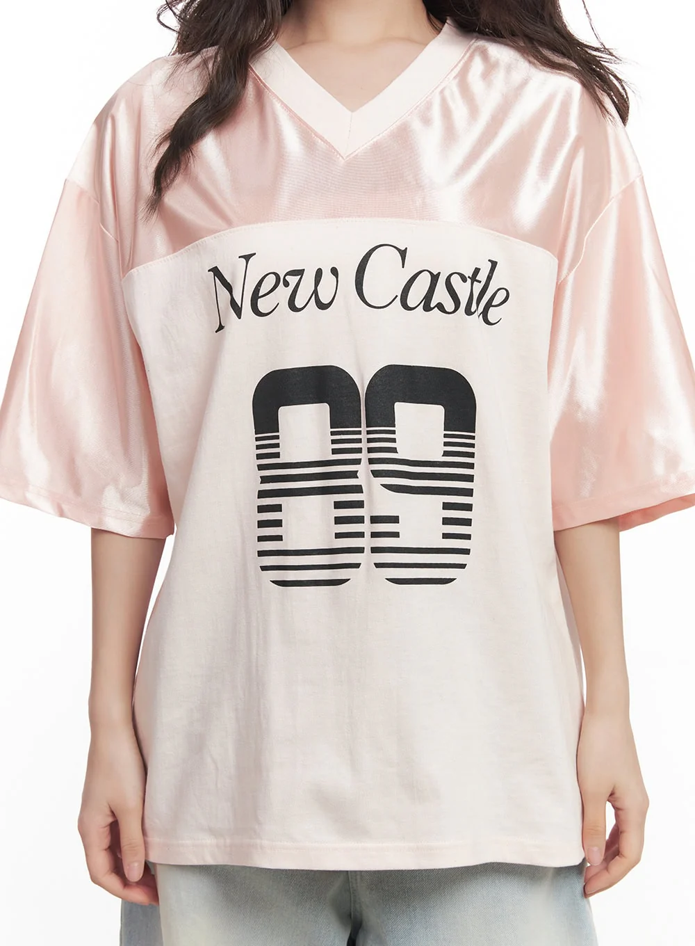 Graphic V-Neck Oversized Tee CA518 - Image 9