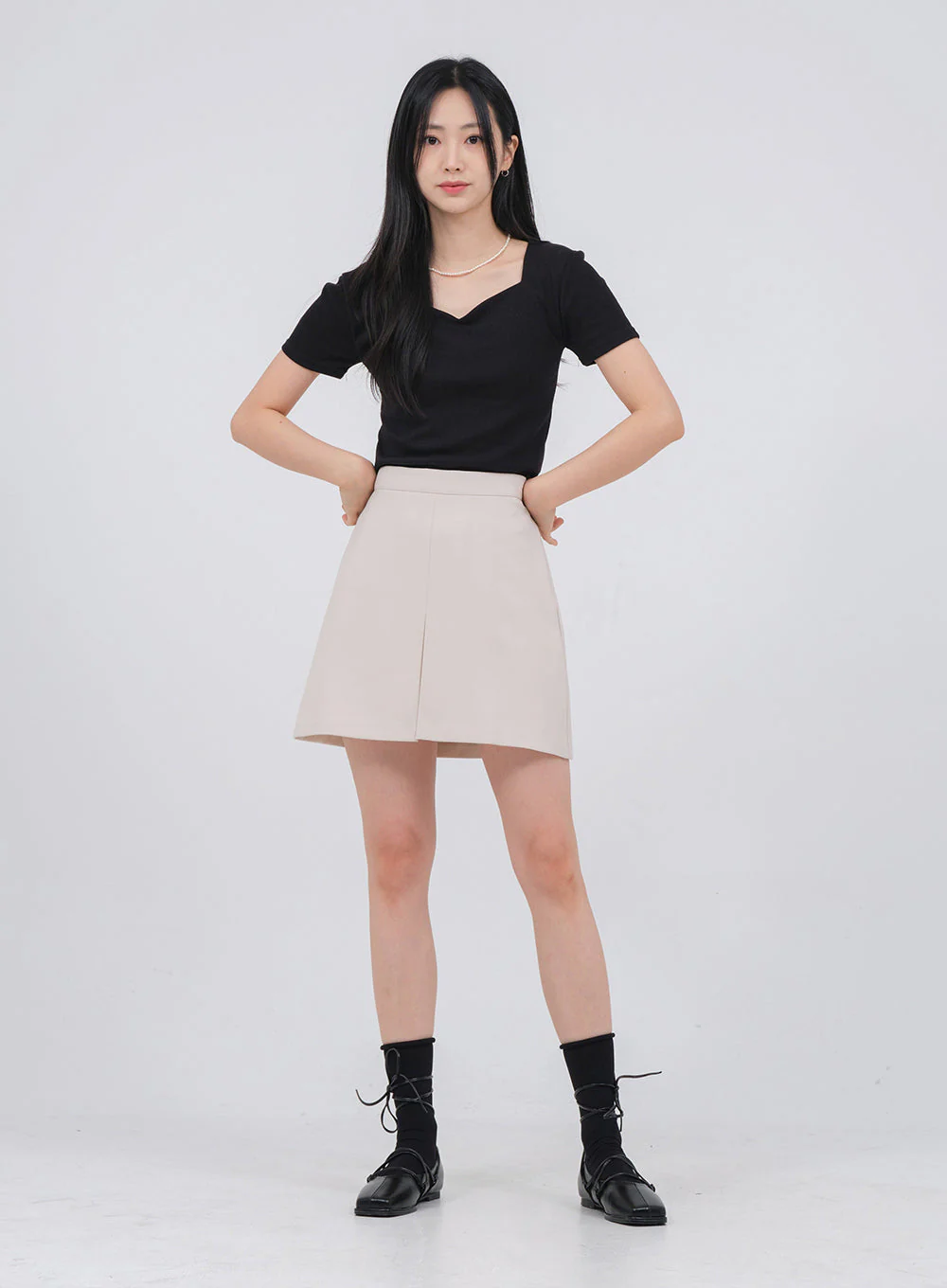 Heart Neck Short Sleeve T Shirt U1502 - Image 2