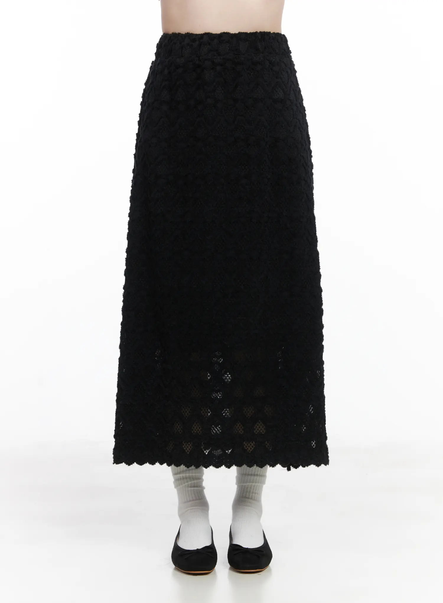 Heart Pattern Sheer Maxi Skirt CJ507 - Image 9