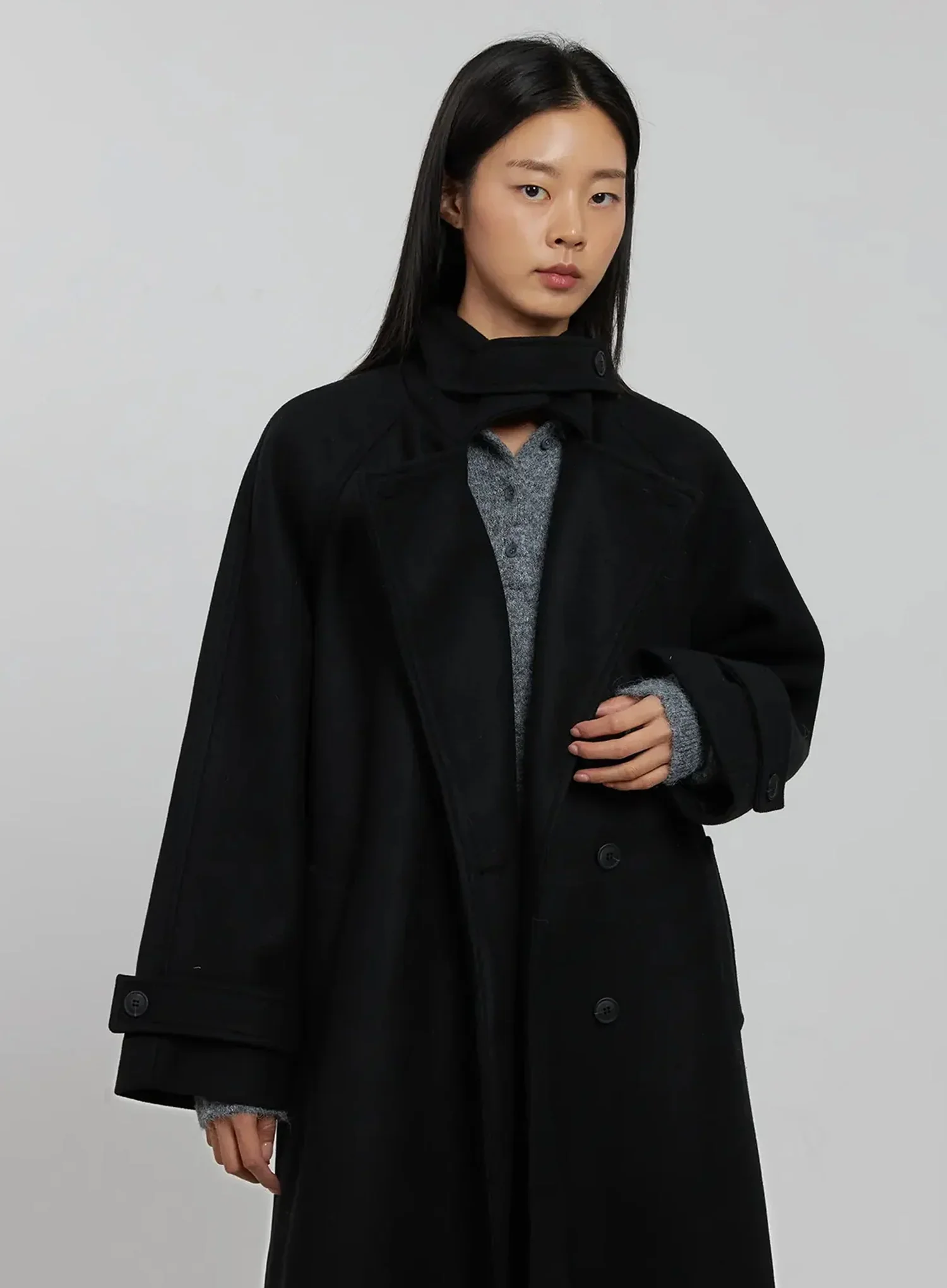 High Neck Button Coat IJ509 - Image 9