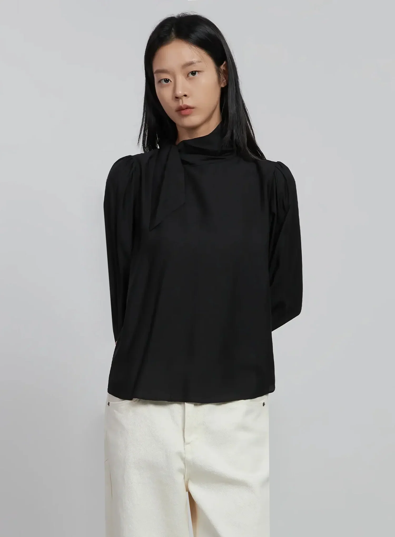 High Neck Tie Blouse ID504 - Image 4