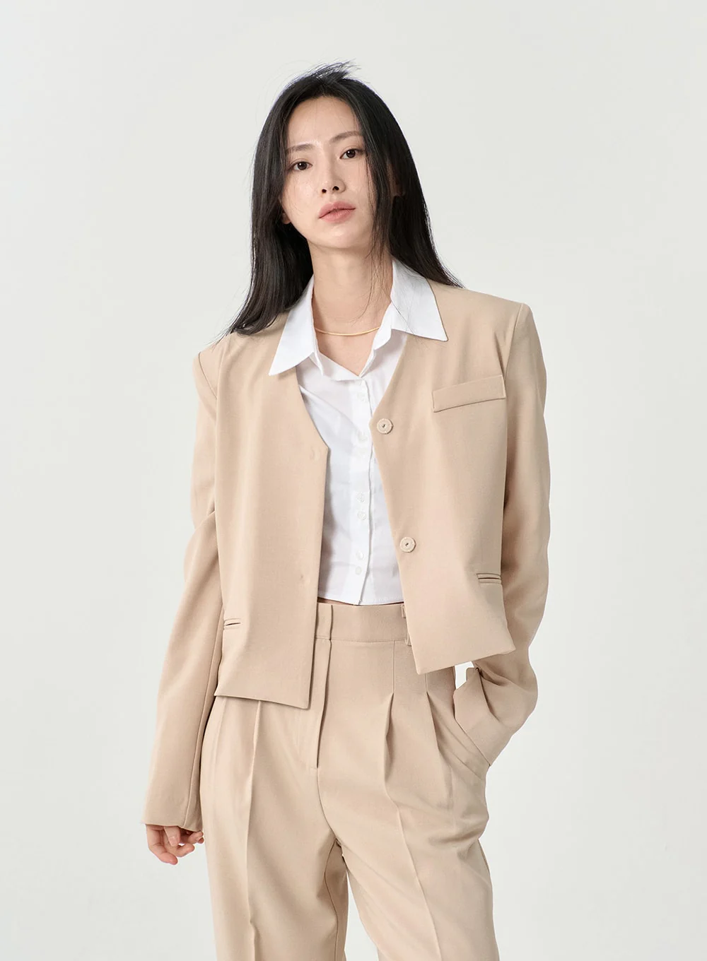 High Waist Pintuck Wide Leg Tailored Pants OS13 - Image 10