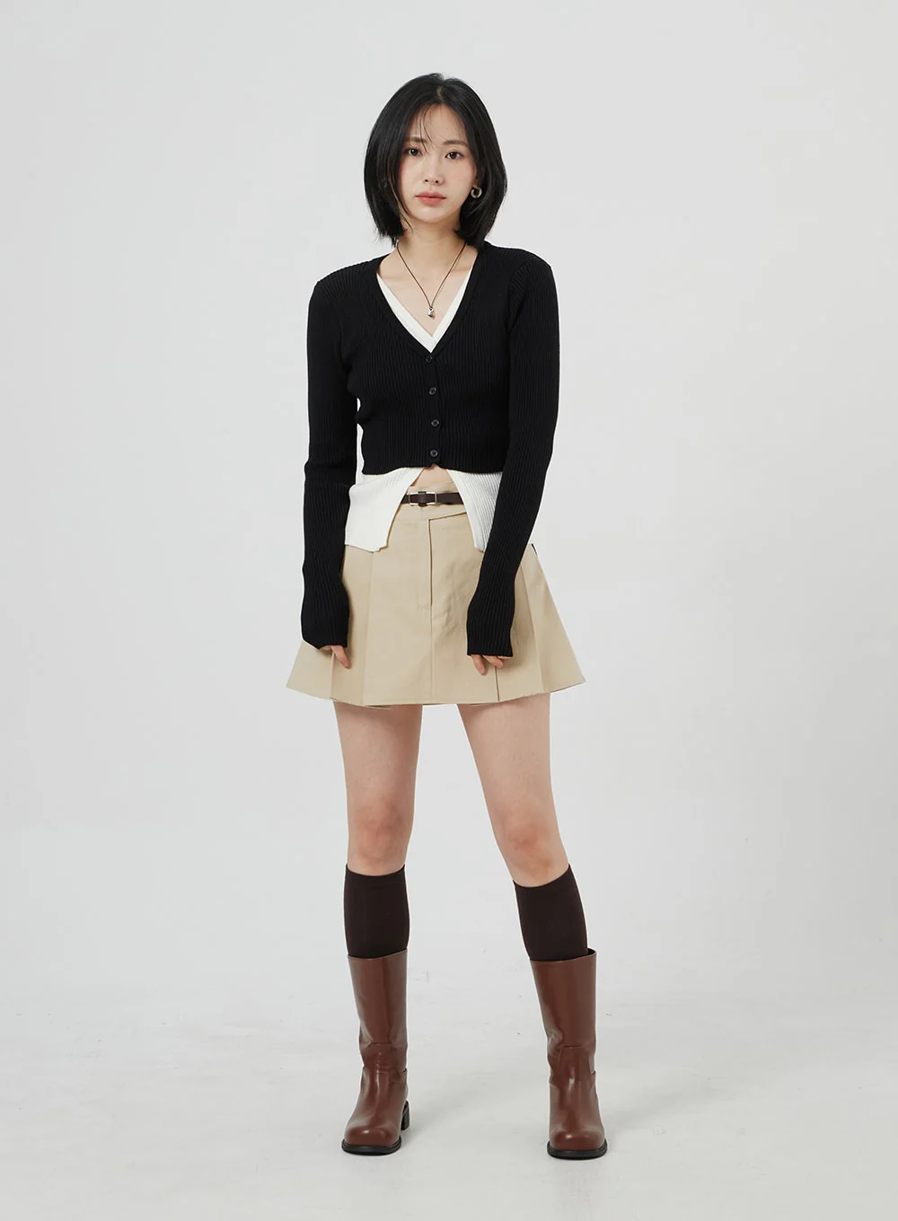 High Waist Pleated Mini Skirt OM306 - Image 5