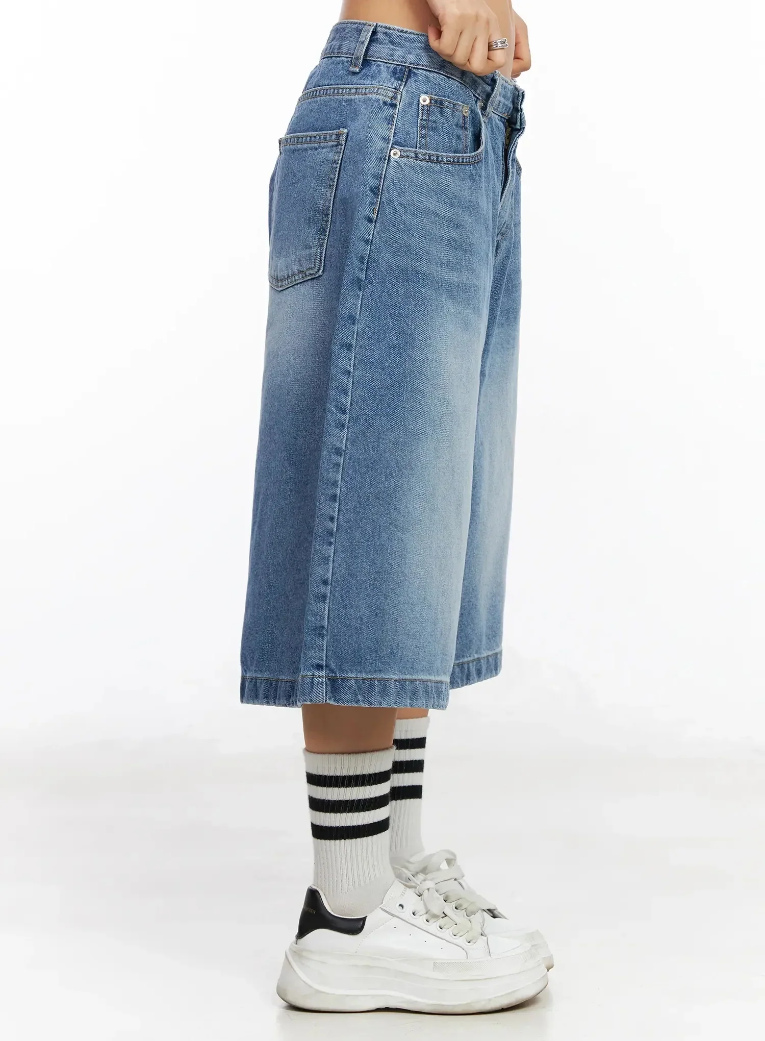 High-Waist Washed Wide-Leg Jorts IA507 - Image 11