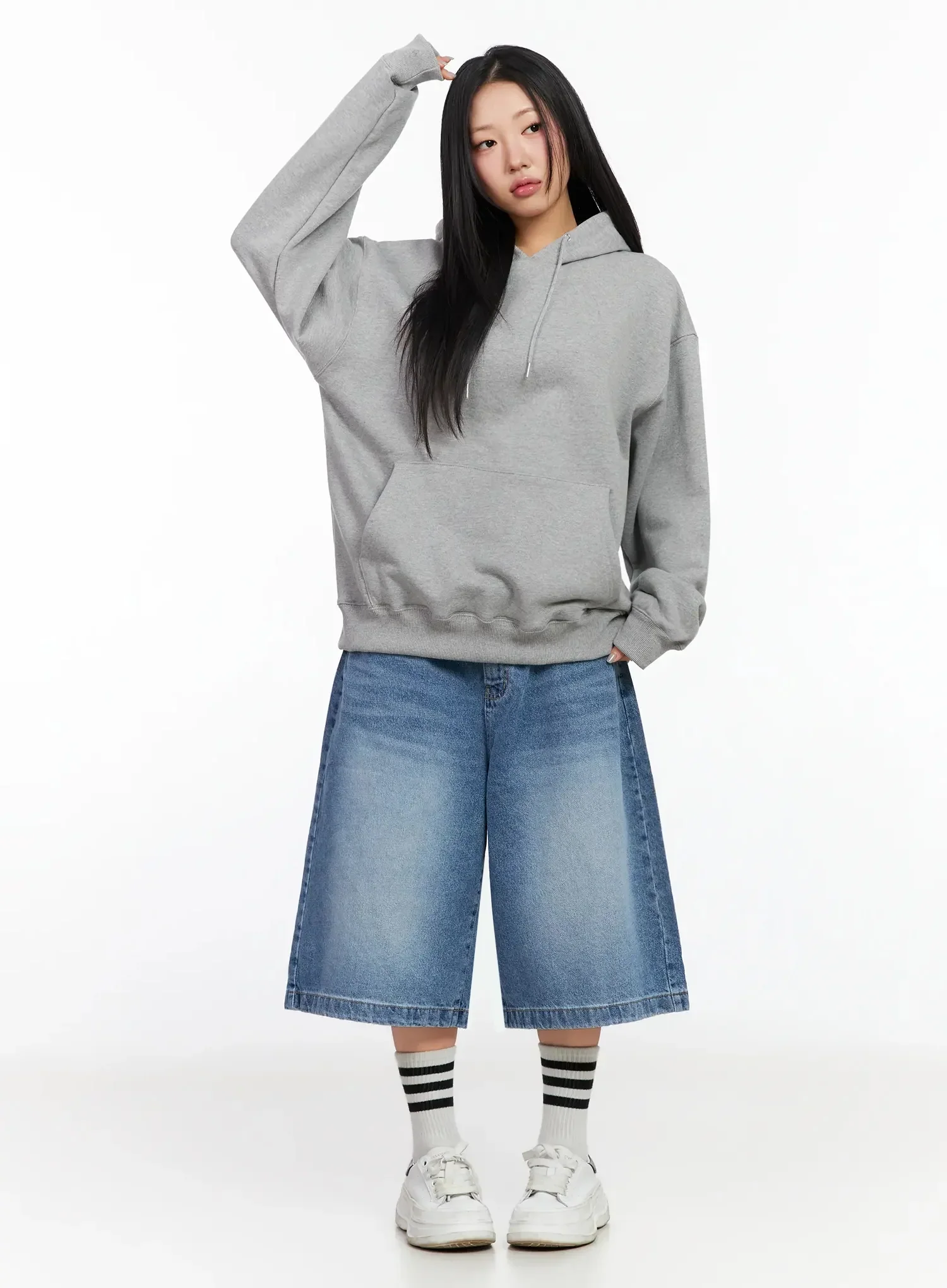 High-Waist Washed Wide-Leg Jorts IA507 - Image 14