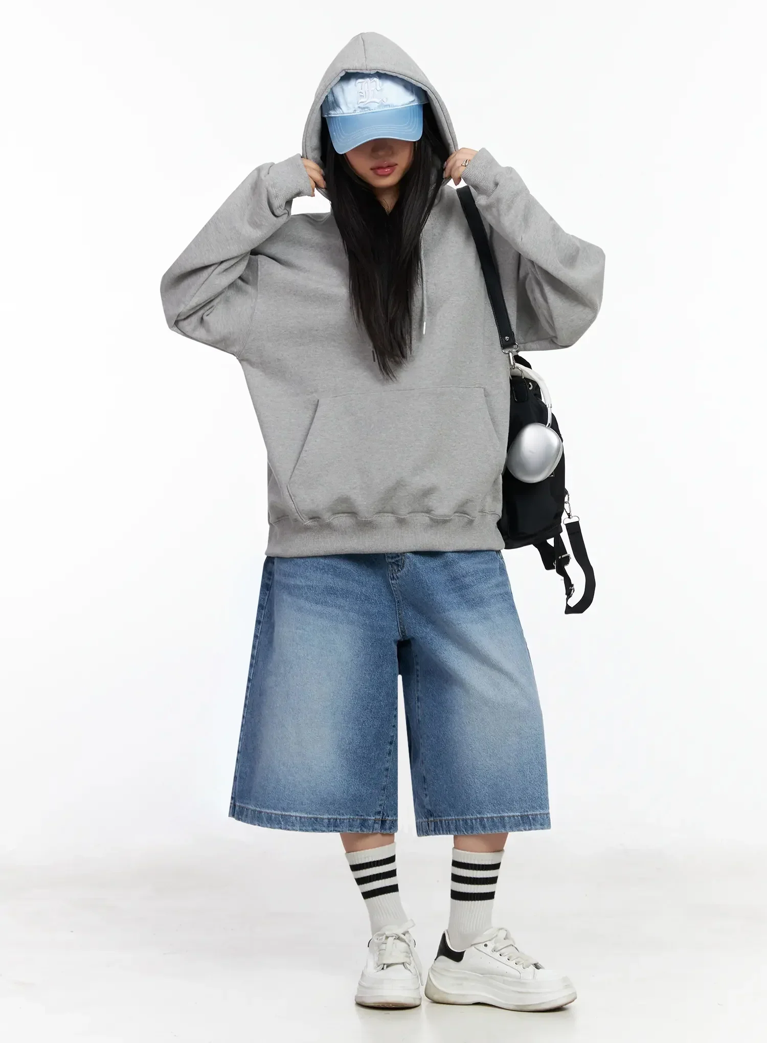 High-Waist Washed Wide-Leg Jorts IA507 - Image 3