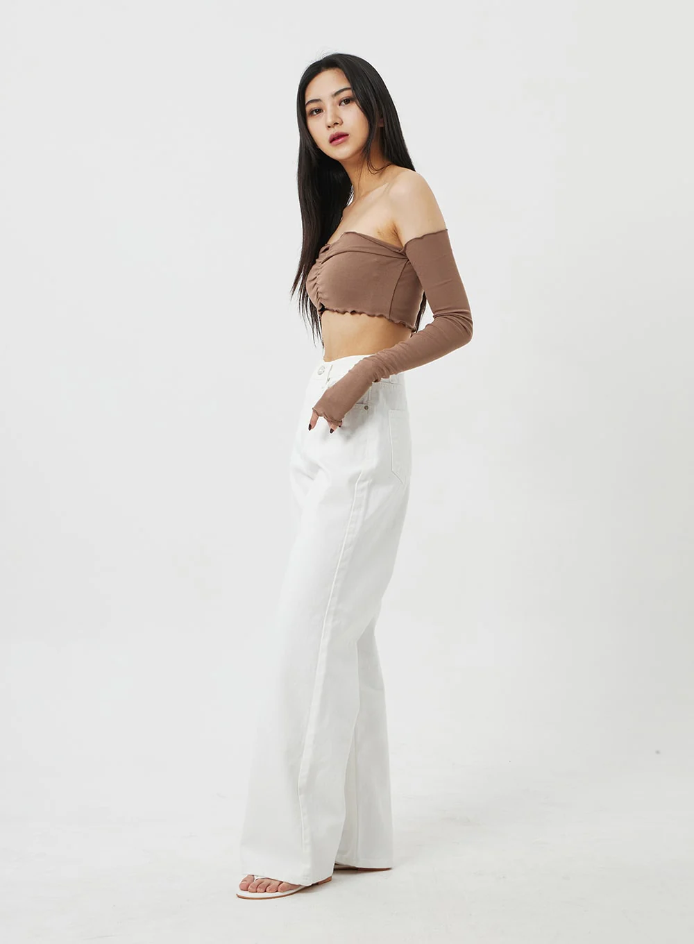 High Waist White Pants BF323 - Image 3