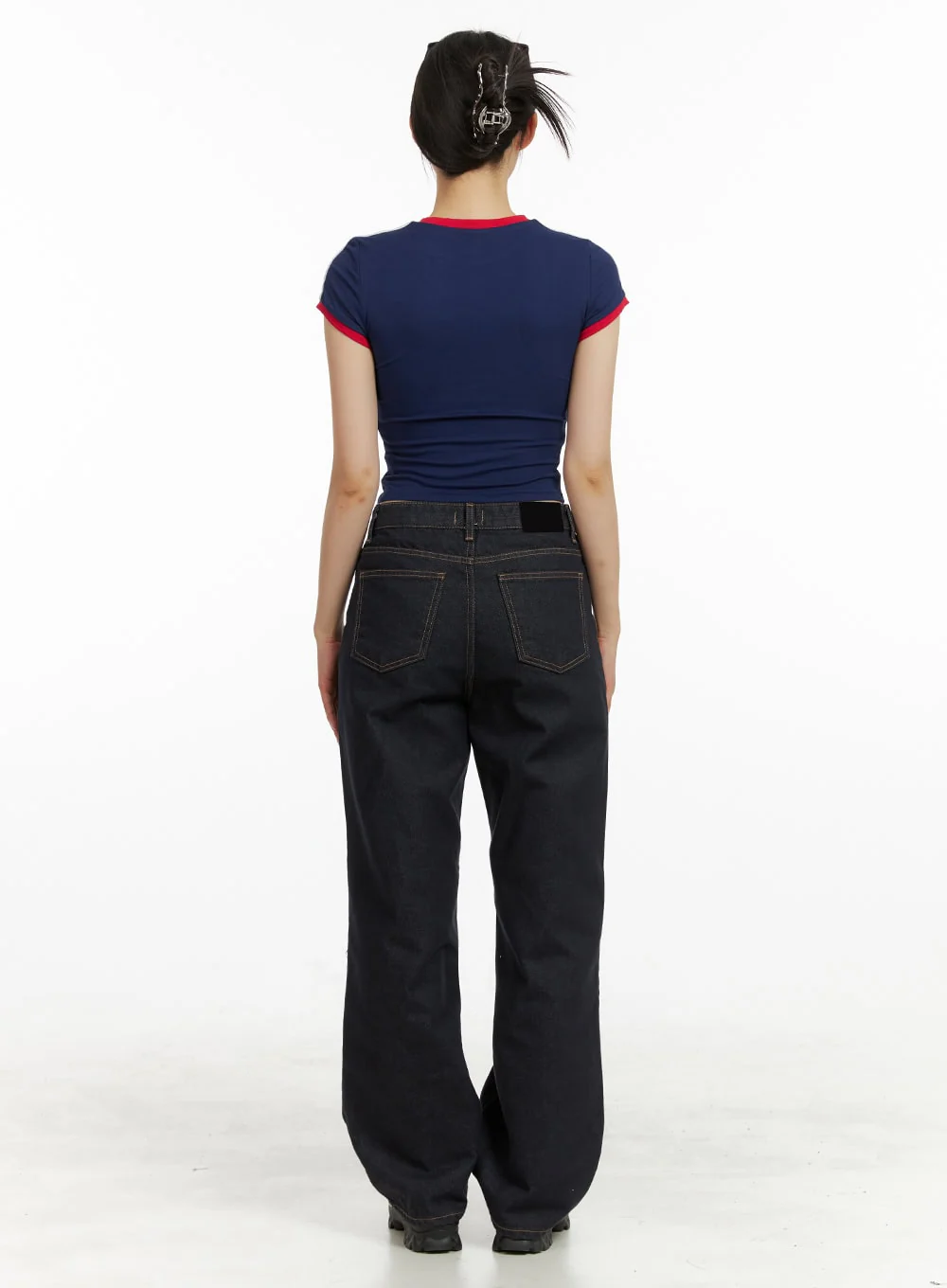 Indigo Stitched Straight Jeans CU424 - Image 6