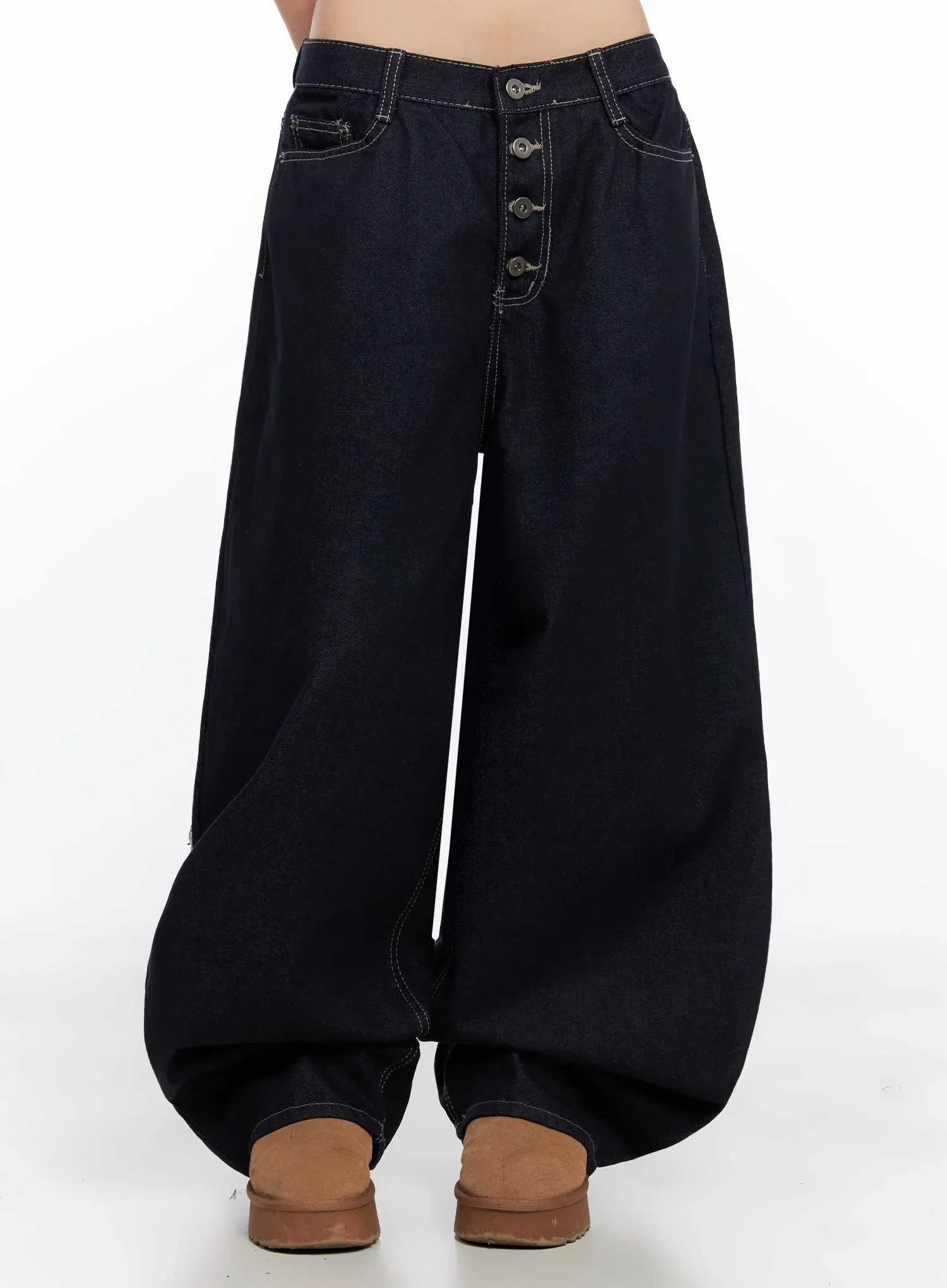 Jazlyn Non-Fade Button Wide Leg Jeans IN503 - Image 7