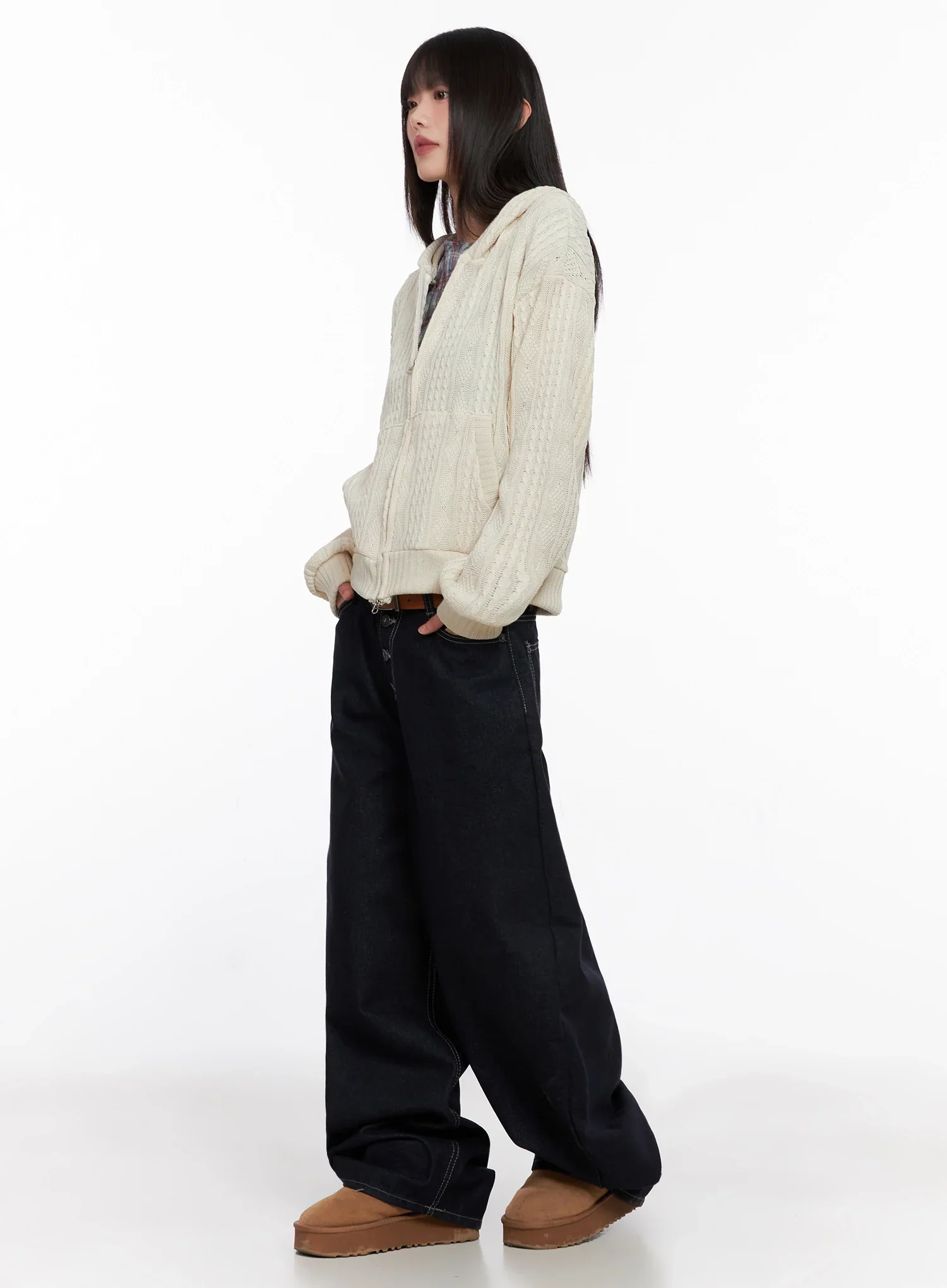 Jazlyn Non-Fade Button Wide Leg Jeans IN503 - Image 8