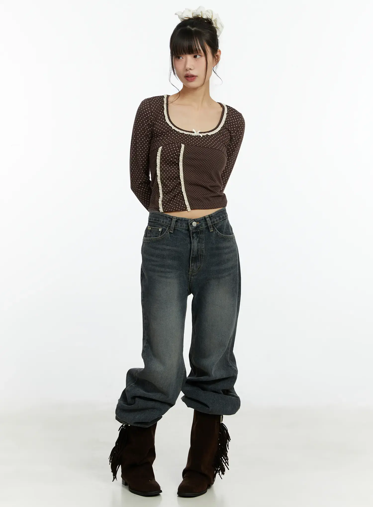 Kimber Washed Wide Flared Jeans CF509 - Image 2